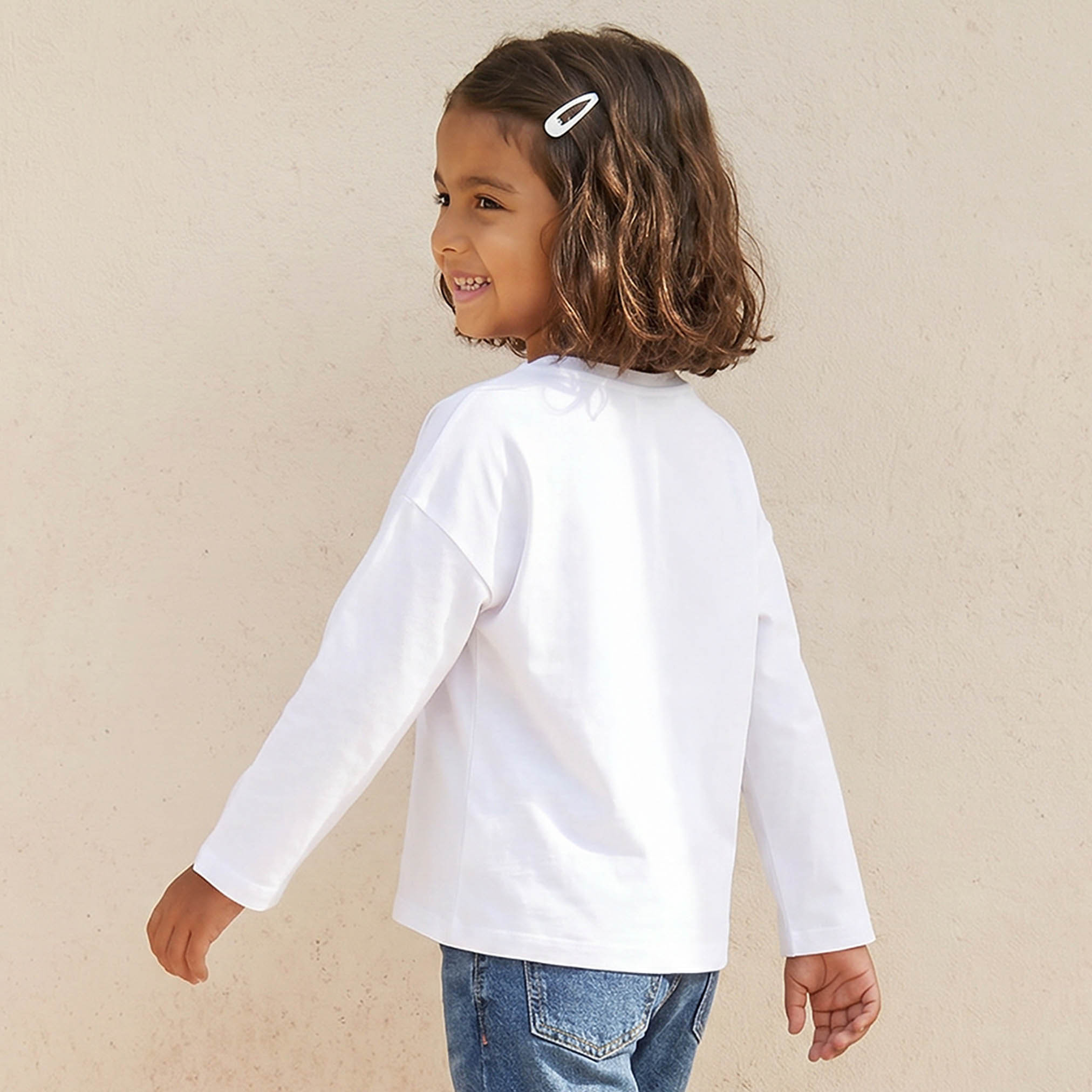Juniors Girls Crew Neck T-shirt with Butterfly Print - Cotton - Long Sleeves-girls-clothing-tshirts-image-3