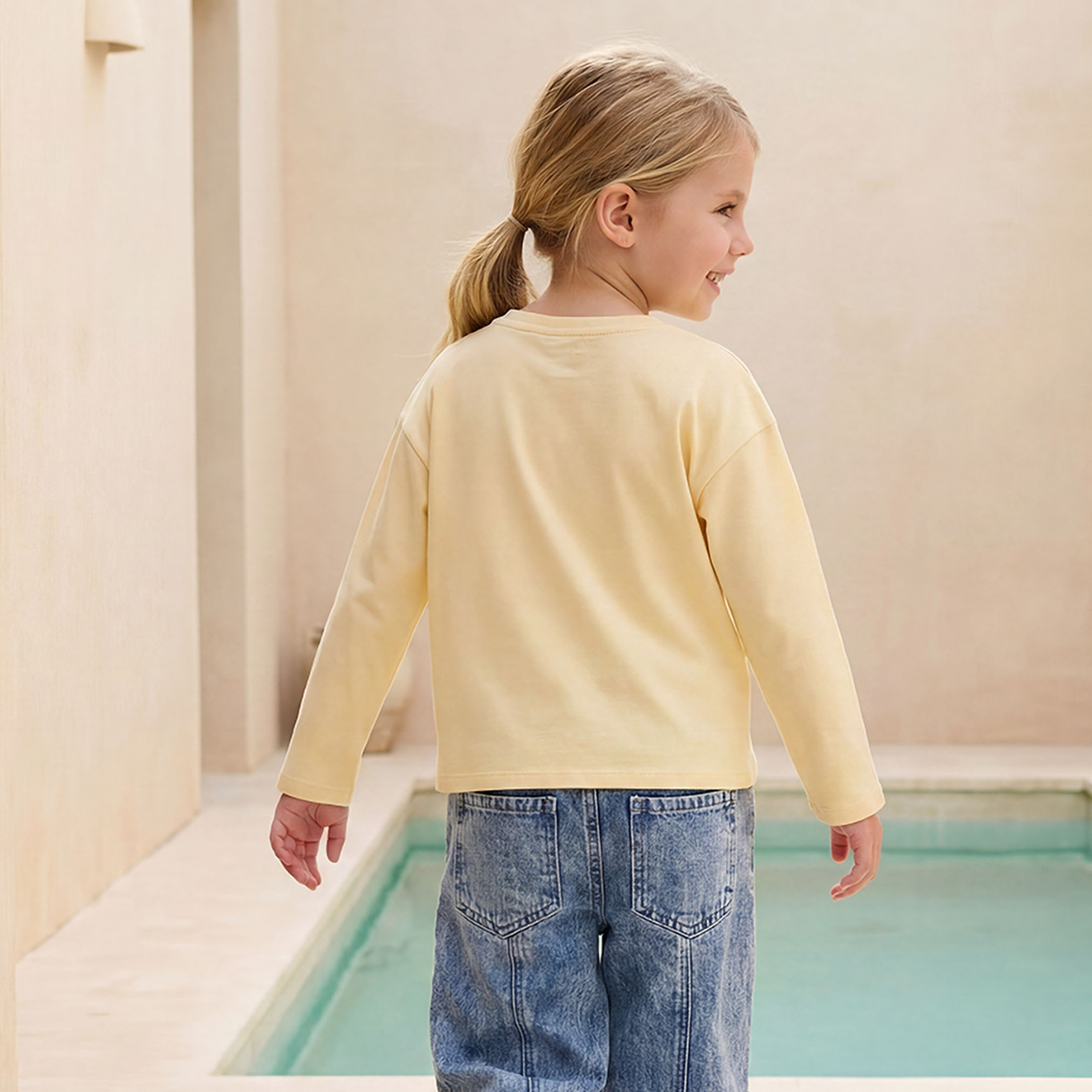 Juniors Girls Crew Neck T-shirt with Unicorn Print - Cotton - Long Sleeves-girls-clothing-tshirts-image-3