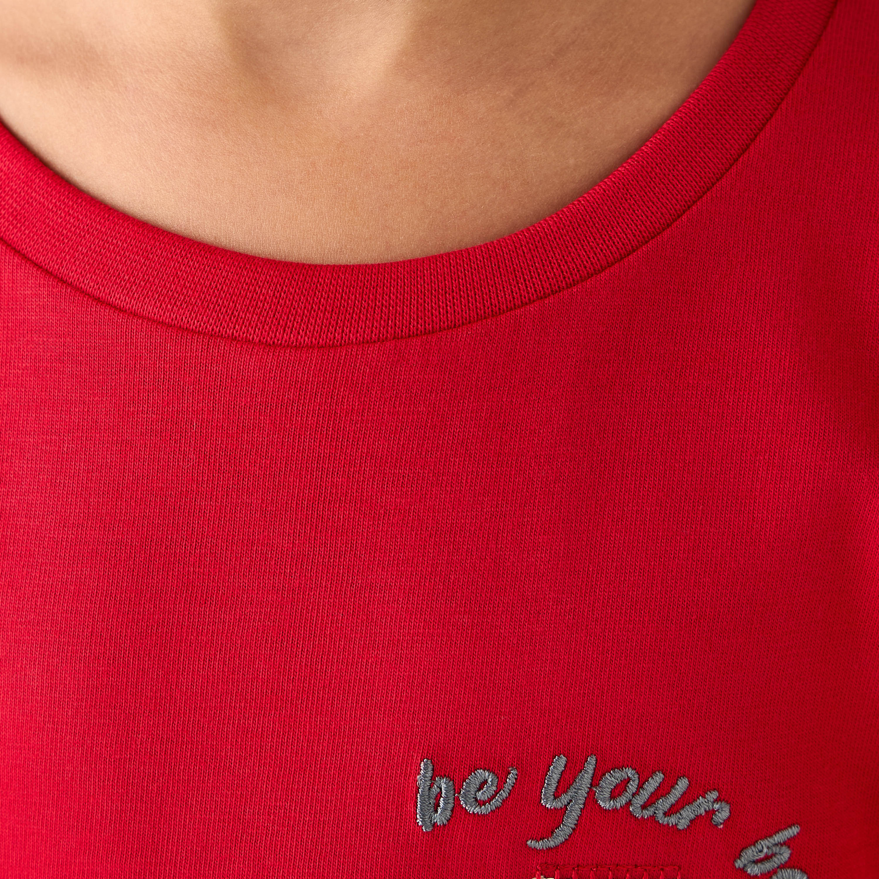 Juniors Crew Neck Long Sleeves T-shirt with Bow Embellishment-girls-clothing-tshirts-image-5