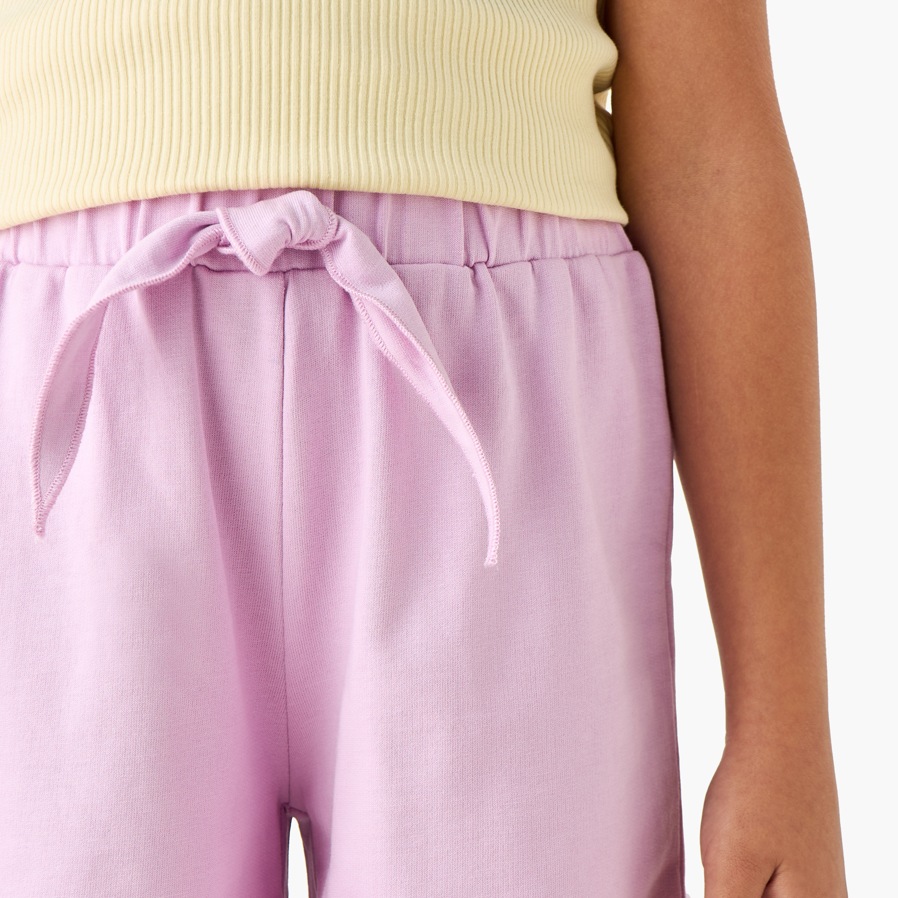 Juniors Solid Shorts with Elasticated Waistband and Frill Detail-girls-clothing-bottoms-shorts-image-4