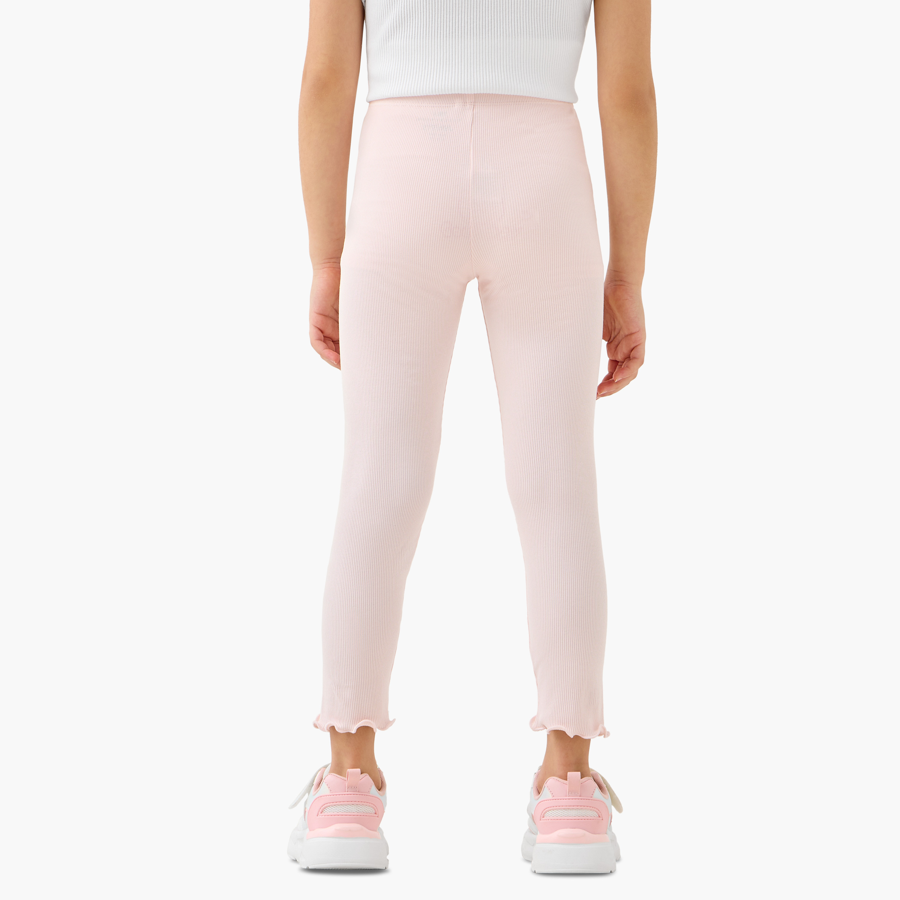 Juniors Ribbed Leggings with Elasticated Waistband-baby-girls-clothing-bottoms-leggings-image-3