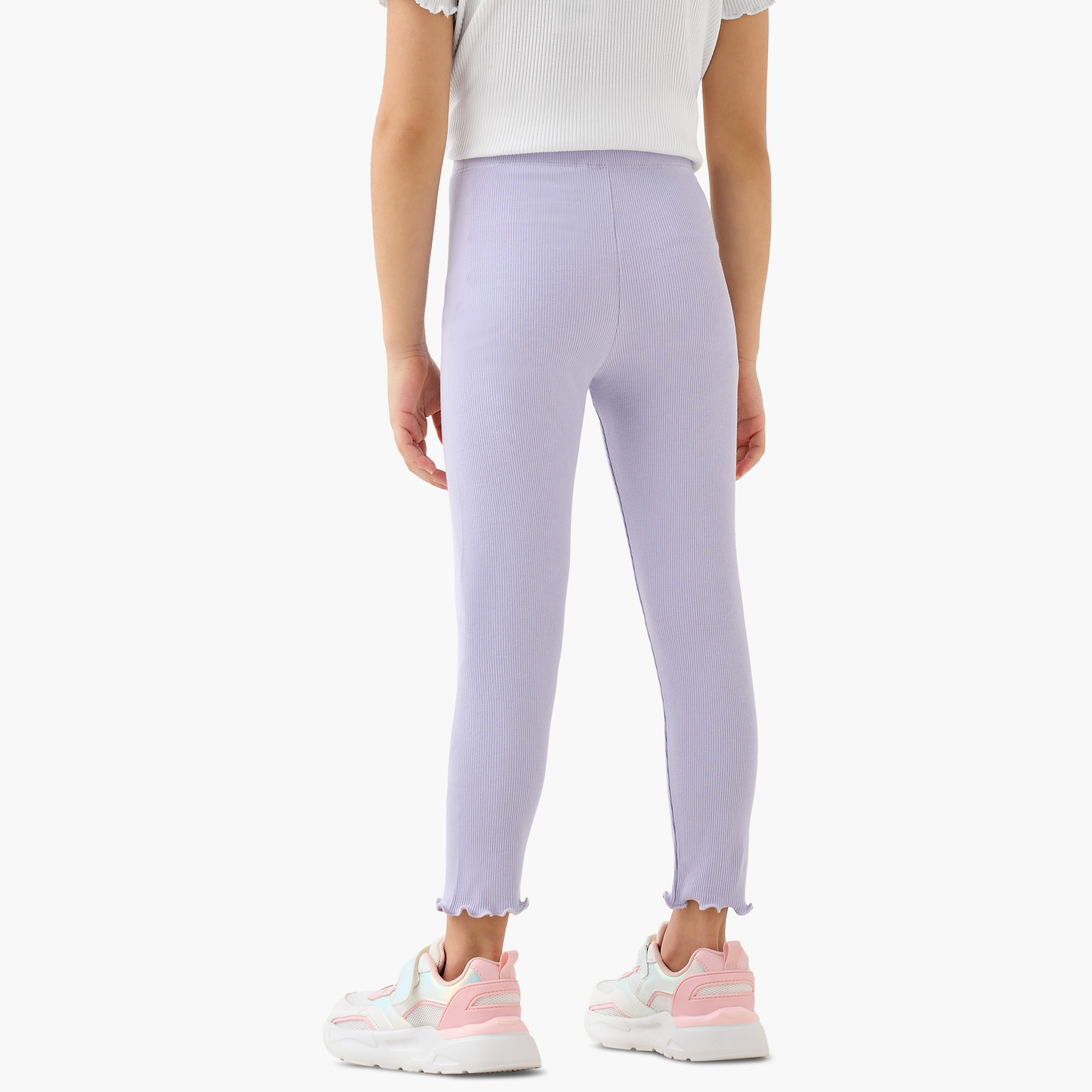 Juniors Ribbed Leggings with Elasticated Waistband-girls-clothing-bottoms-leggings-image-3