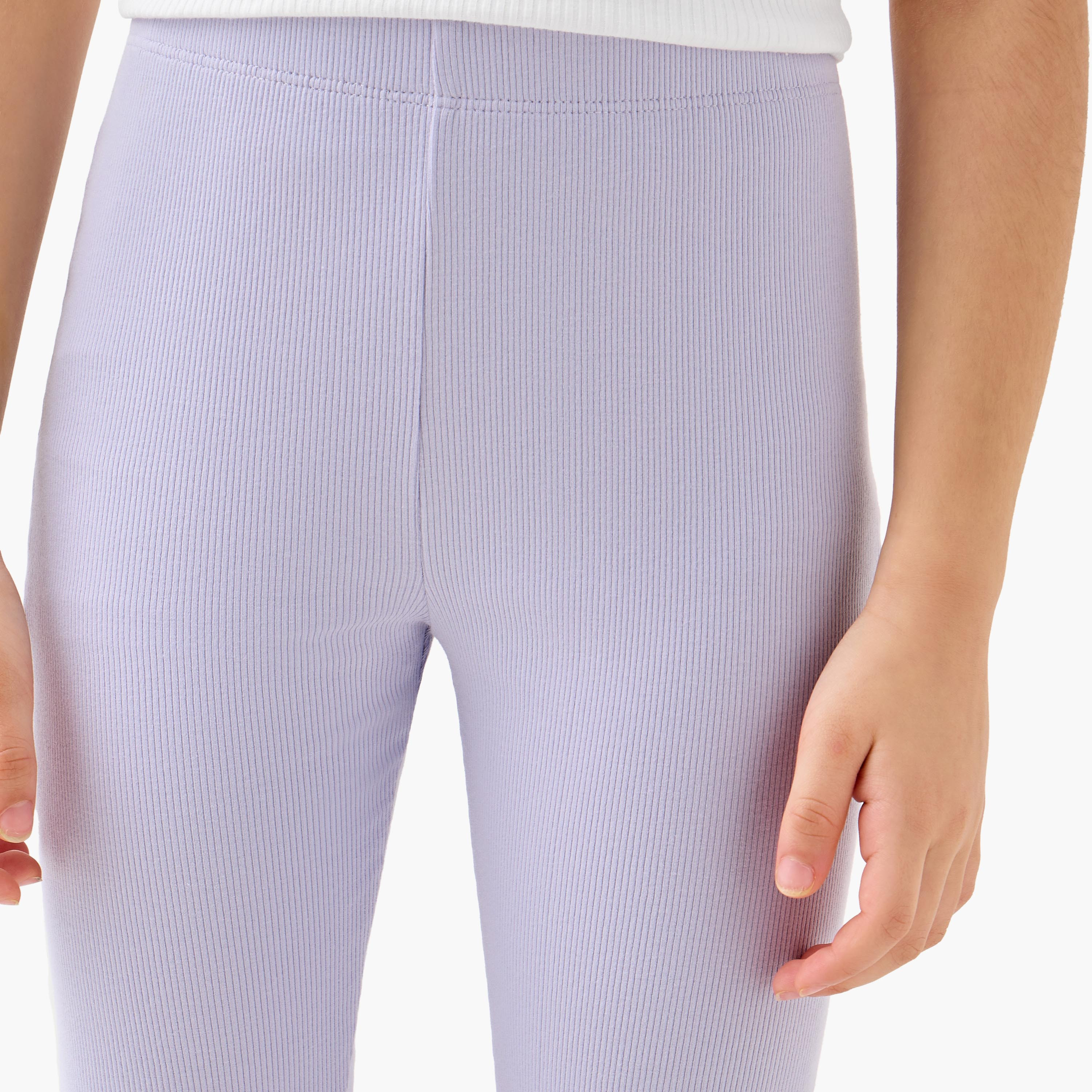 Juniors Ribbed Leggings with Elasticated Waistband-girls-clothing-bottoms-leggings-image-4