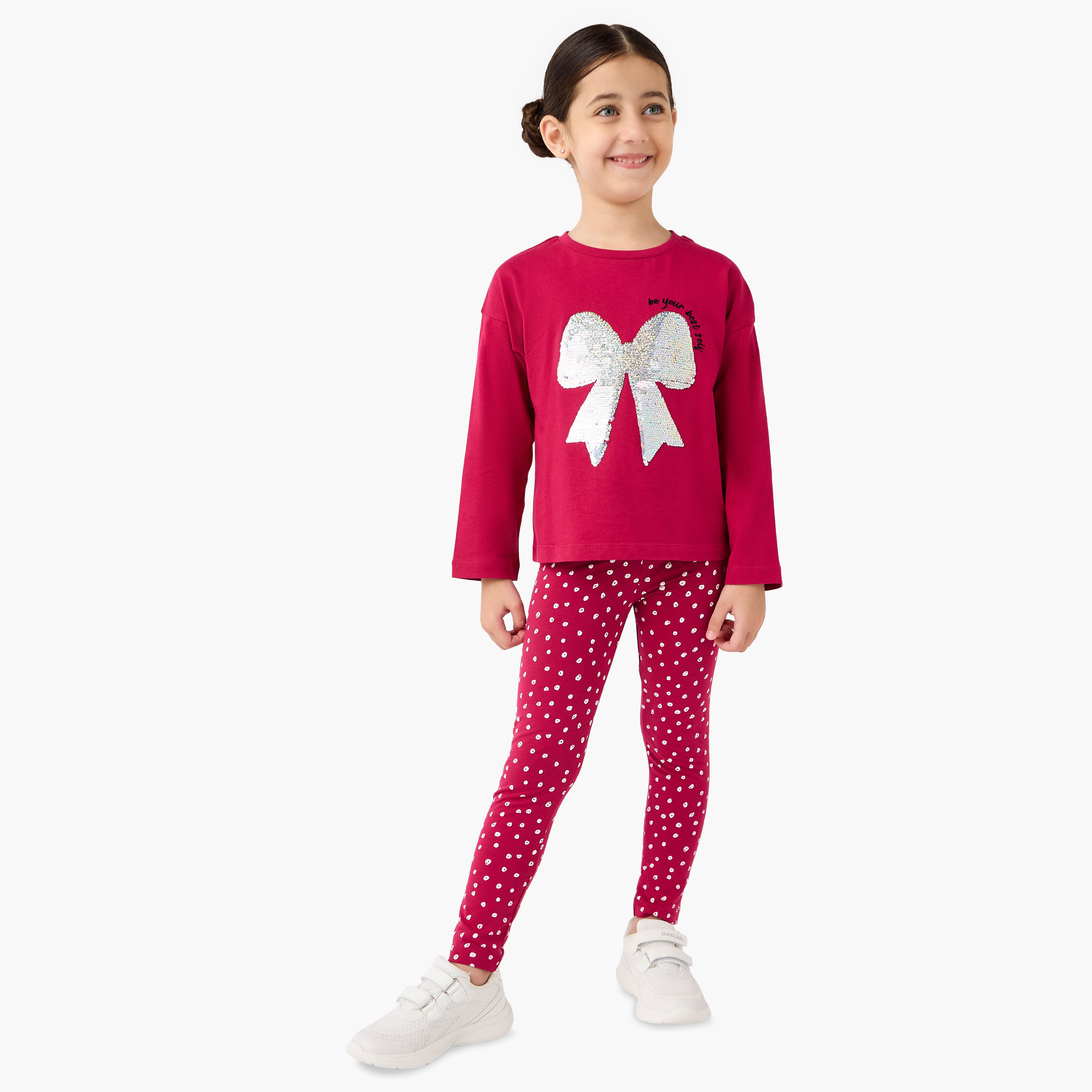 Juniors Printed Leggings with Elasticated Waistband-girls-clothing-bottoms-leggings-image-2