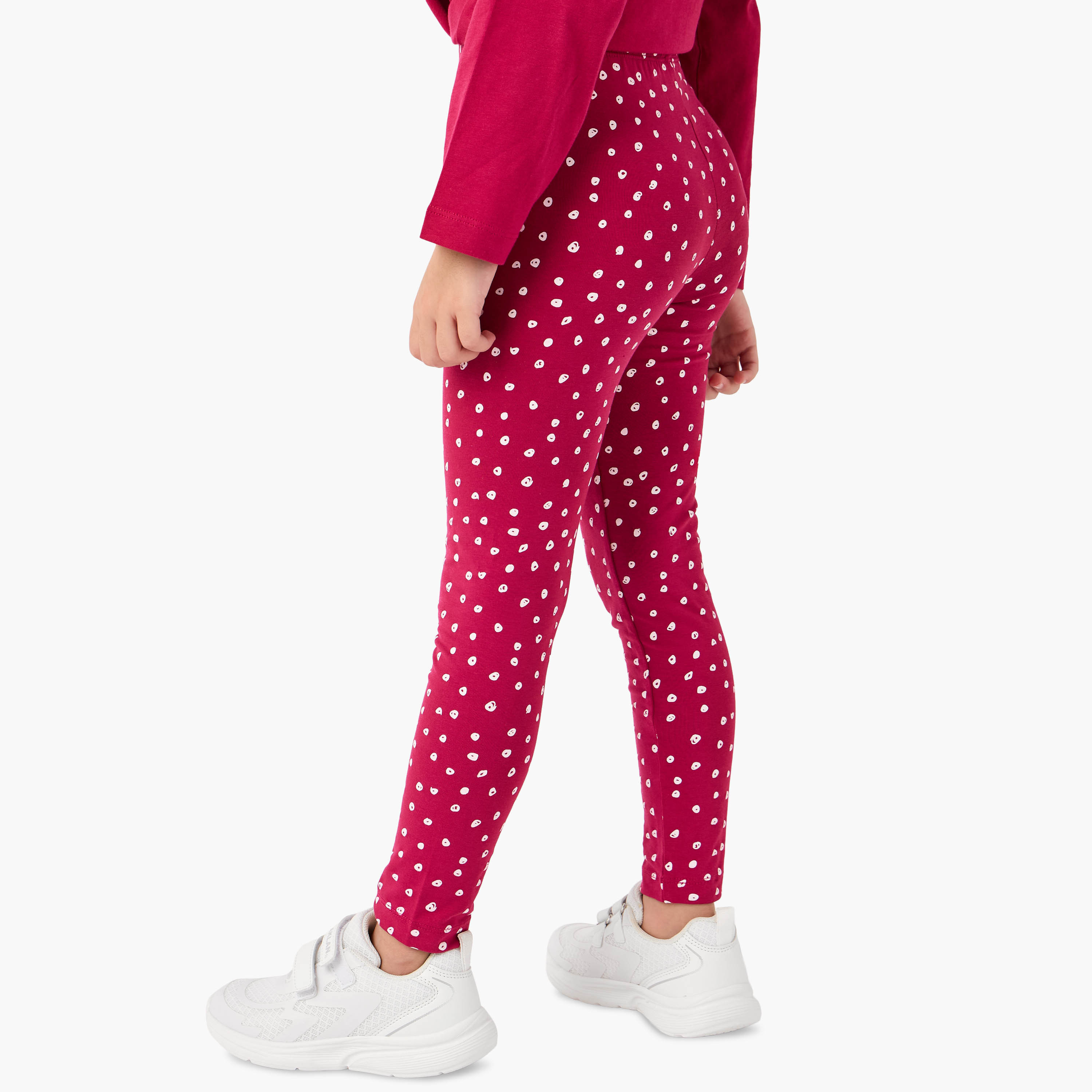 Juniors Printed Leggings with Elasticated Waistband-girls-clothing-bottoms-leggings-image-3
