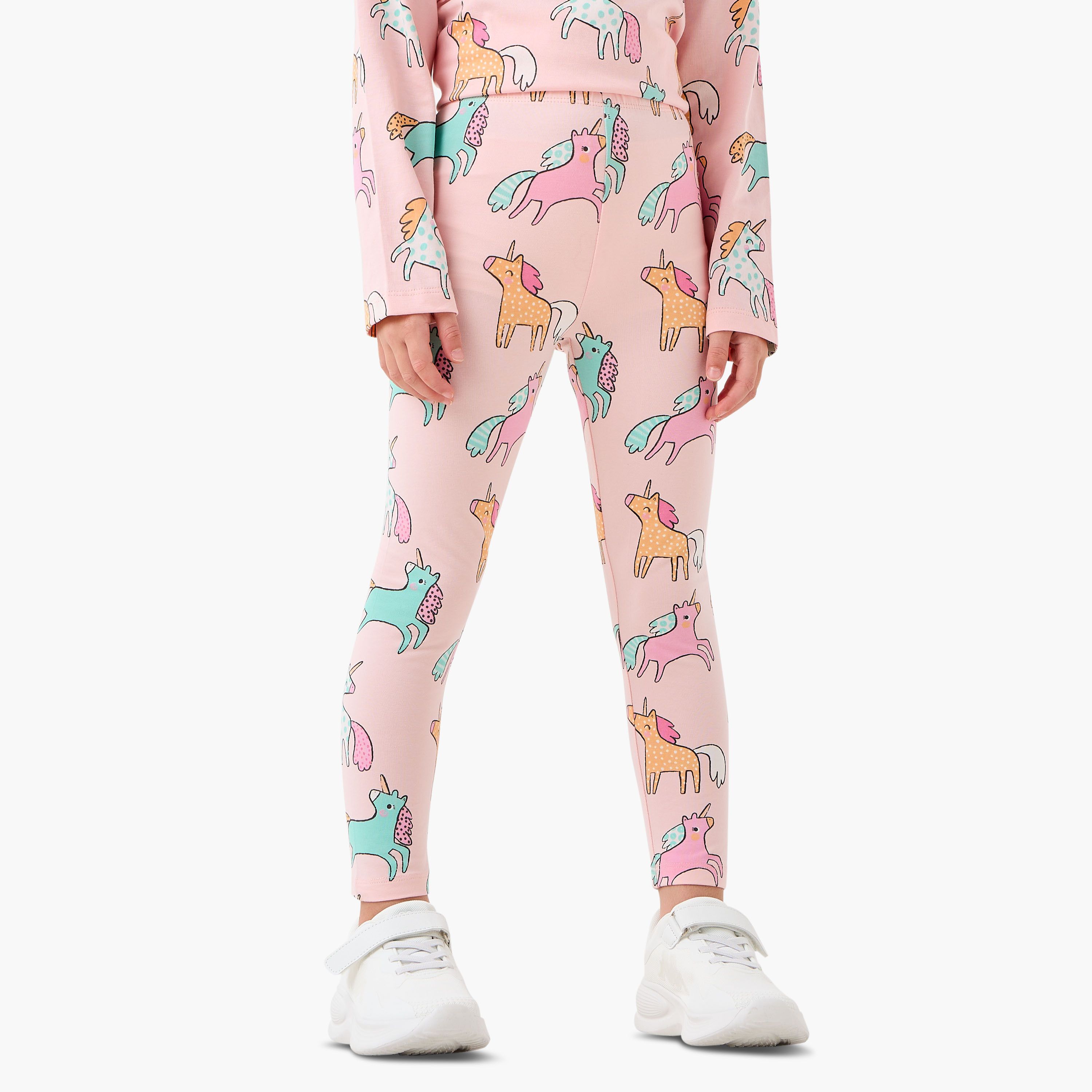 Juniors Girls Leggings with Unicorn Print - Elastic Waist-baby-girls-clothing-bottoms-leggings-image-1