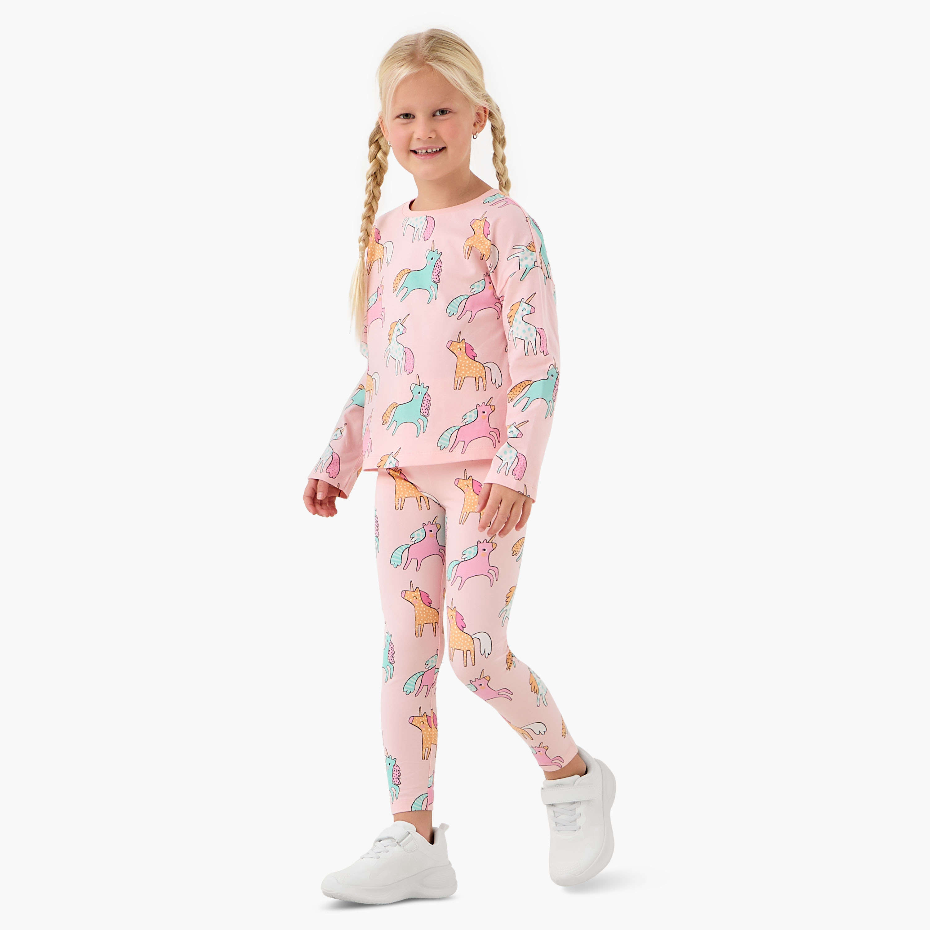 Juniors Girls Leggings with Unicorn Print - Elastic Waist-baby-girls-clothing-bottoms-leggings-image-2