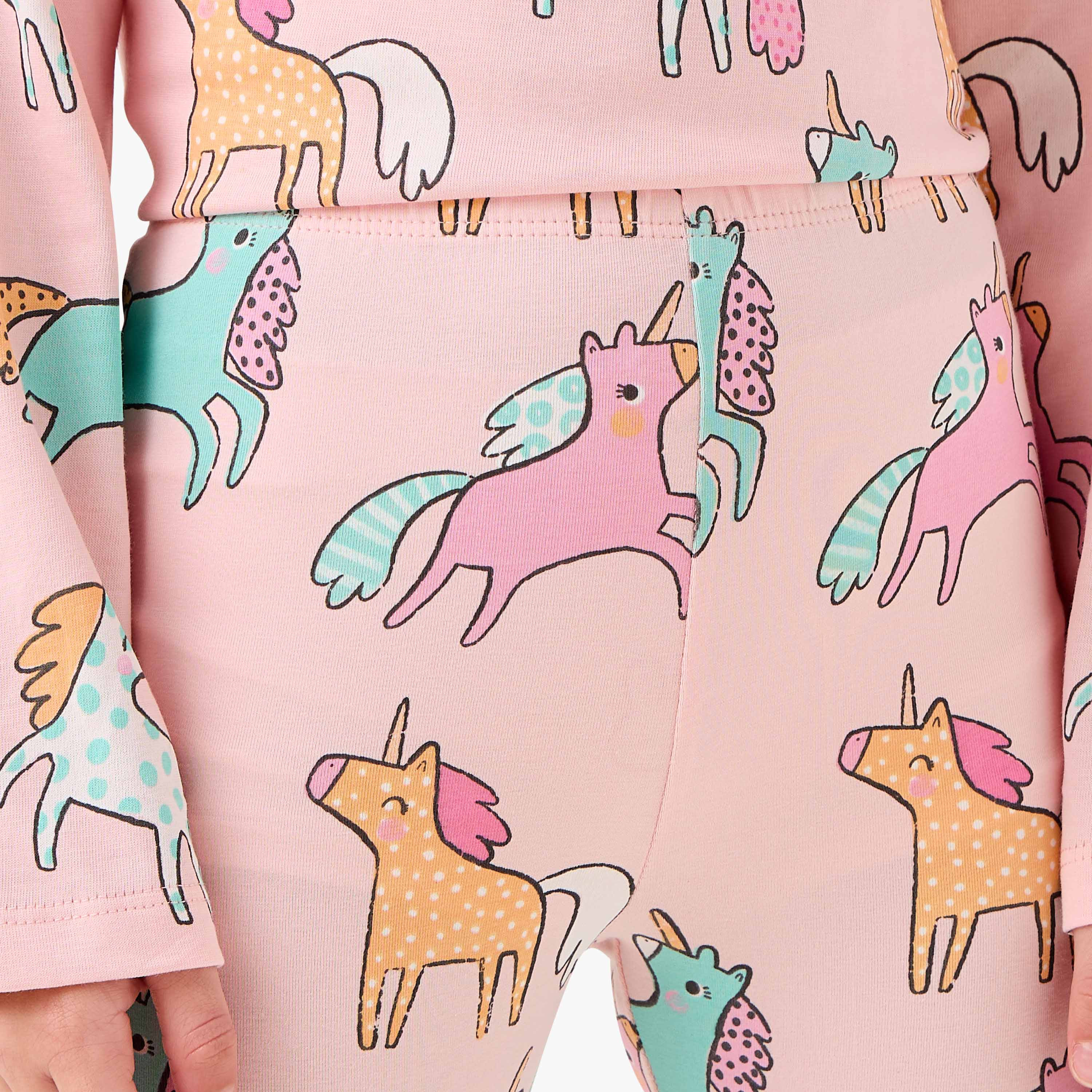 Juniors Girls Leggings with Unicorn Print - Elastic Waist-baby-girls-clothing-bottoms-leggings-image-4