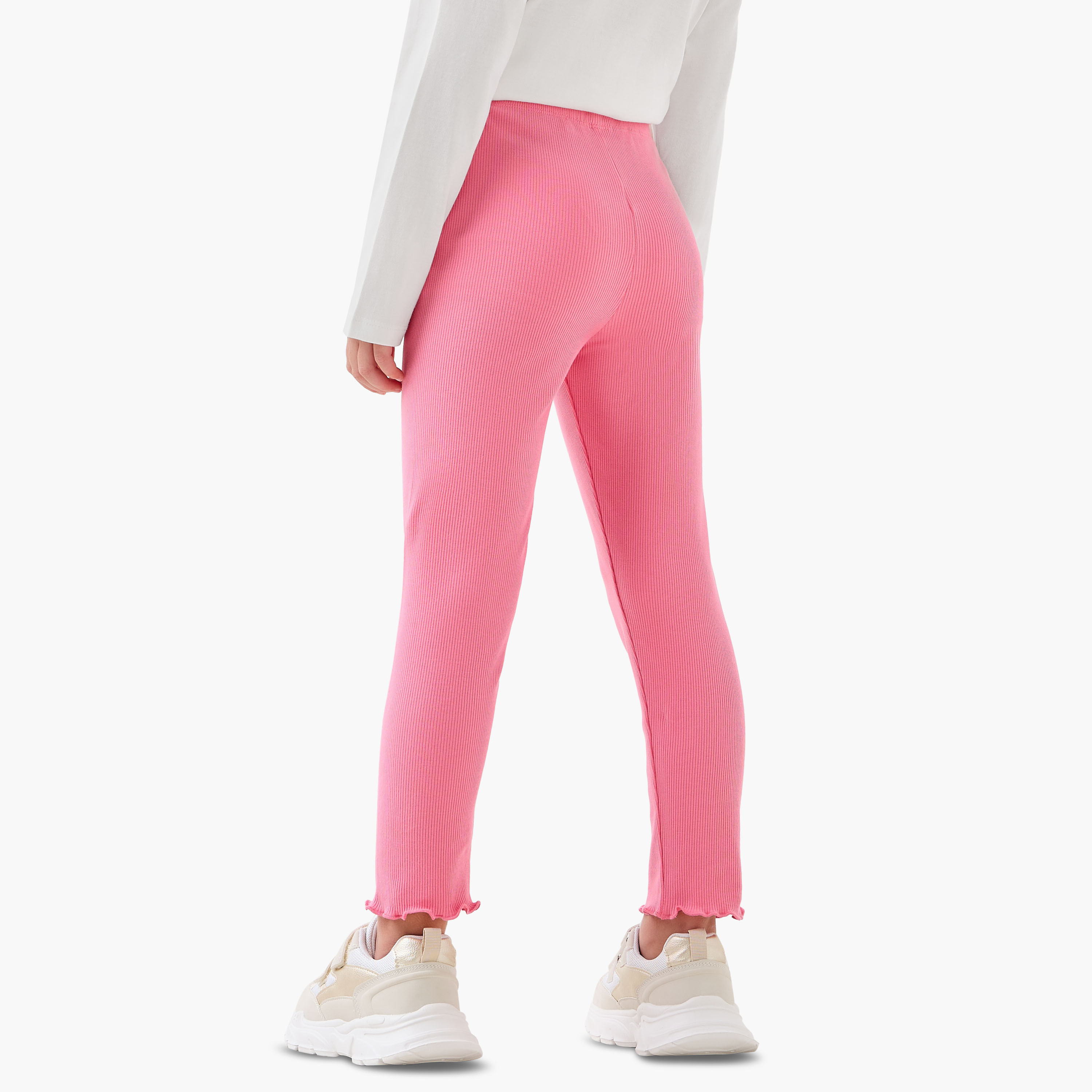Juniors Girls Leggings with Ribbed Texture - Elastic Waist-baby-girls-clothing-bottoms-leggings-image-3
