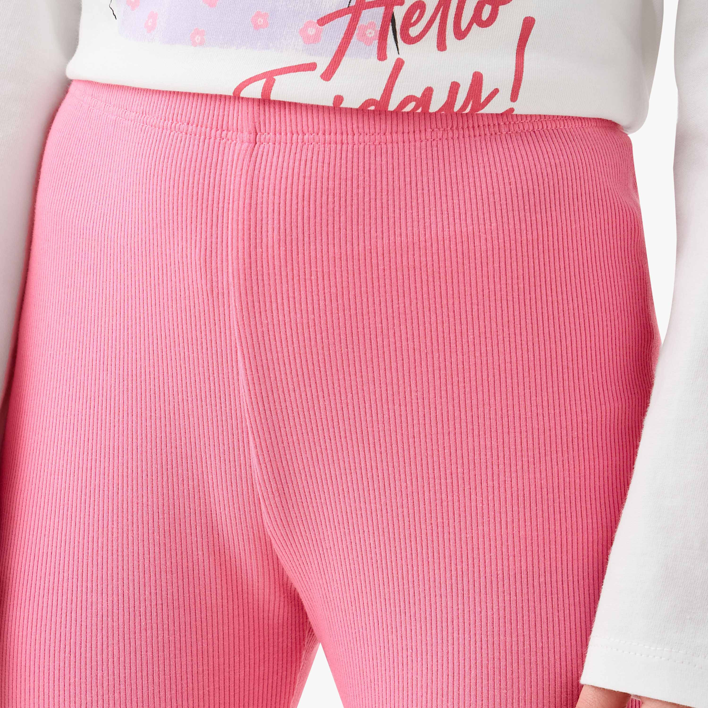 Juniors Girls Leggings with Ribbed Texture - Elastic Waist-baby-girls-clothing-bottoms-leggings-image-4