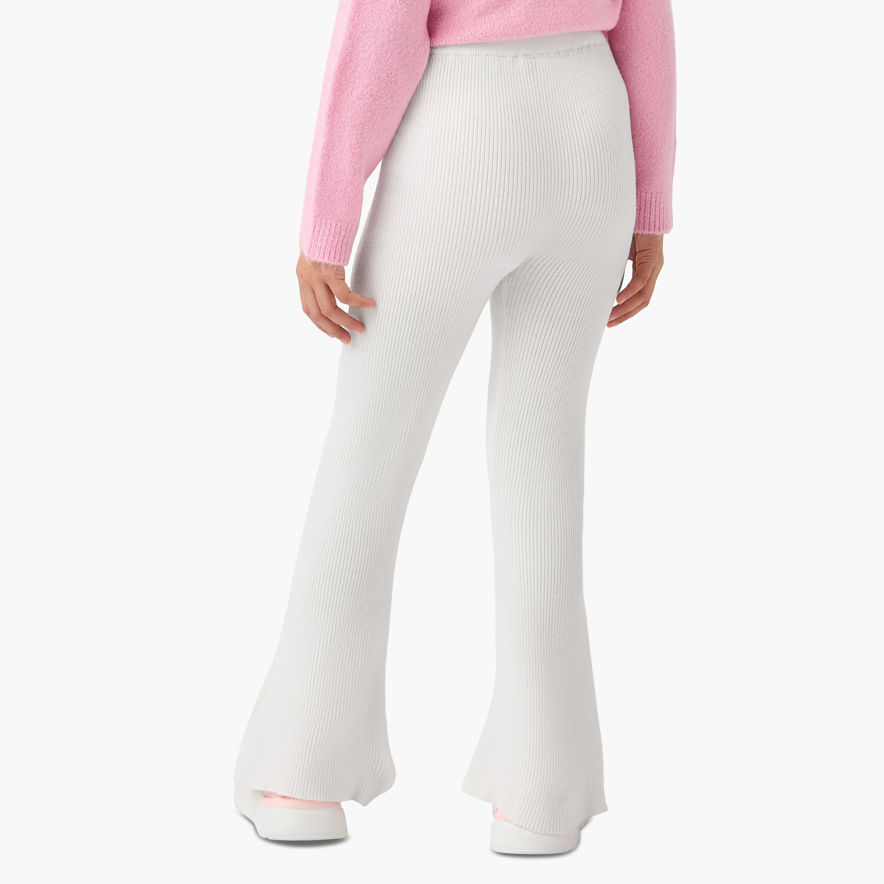 Juniors Ribbed Flared Leggings with Bow Accent-girls-clothing-bottoms-leggings-image-3