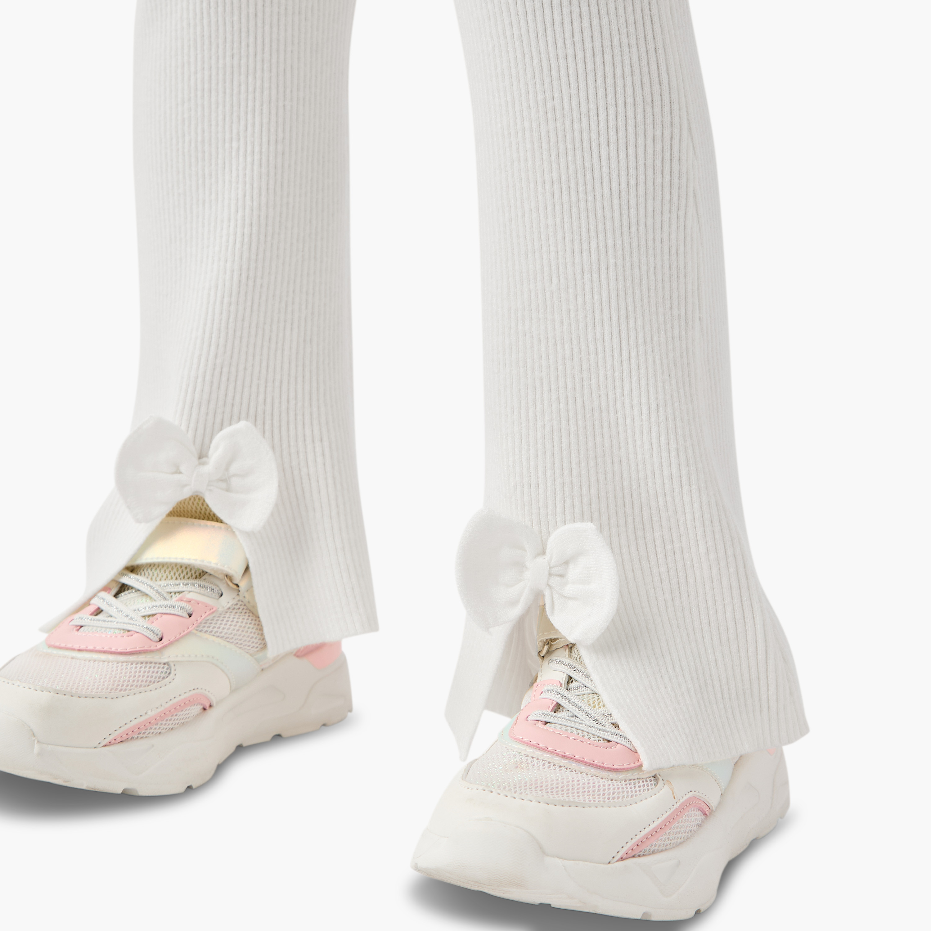 Juniors Ribbed Flared Leggings with Bow Accent-girls-clothing-bottoms-leggings-image-4