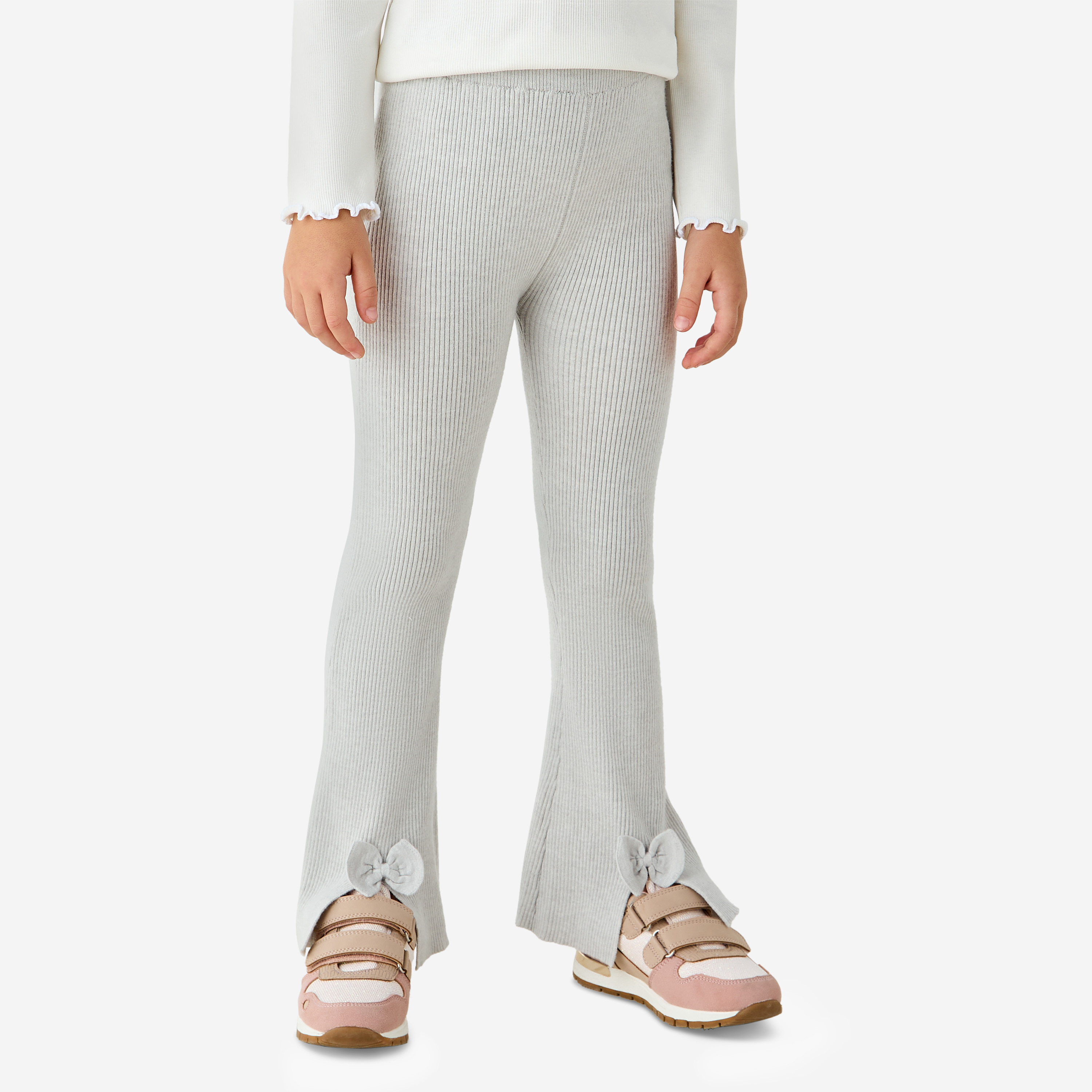 Juniors Ribbed Flared Leggings with Elasticated Waistband-girls-clothing-bottoms-leggings-image-1