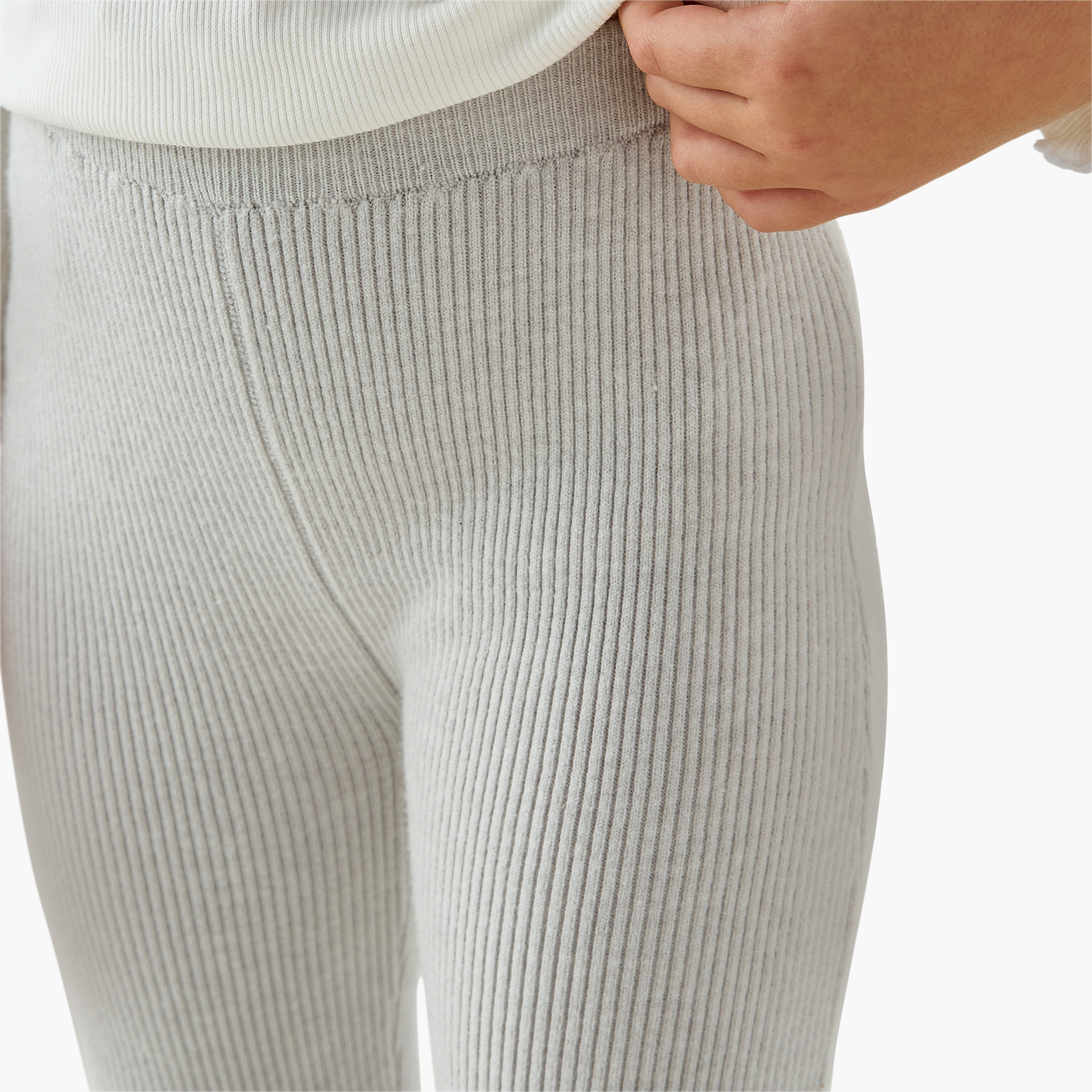 Juniors Ribbed Flared Leggings with Elasticated Waistband-girls-clothing-bottoms-leggings-image-4