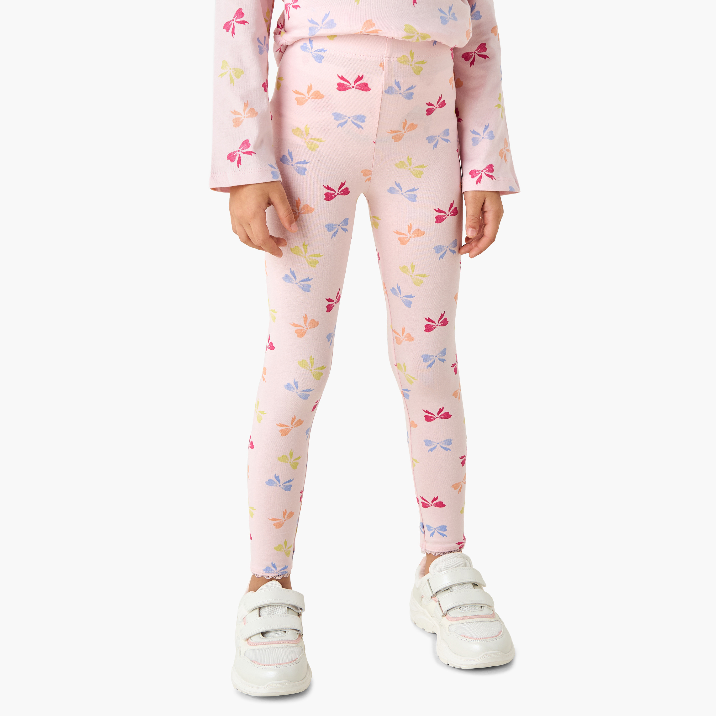 Juniors Girls Leggings with Lace Inserts - Cotton - Elasticated - Set of 2-girls-clothing-bottoms-leggings-image-2