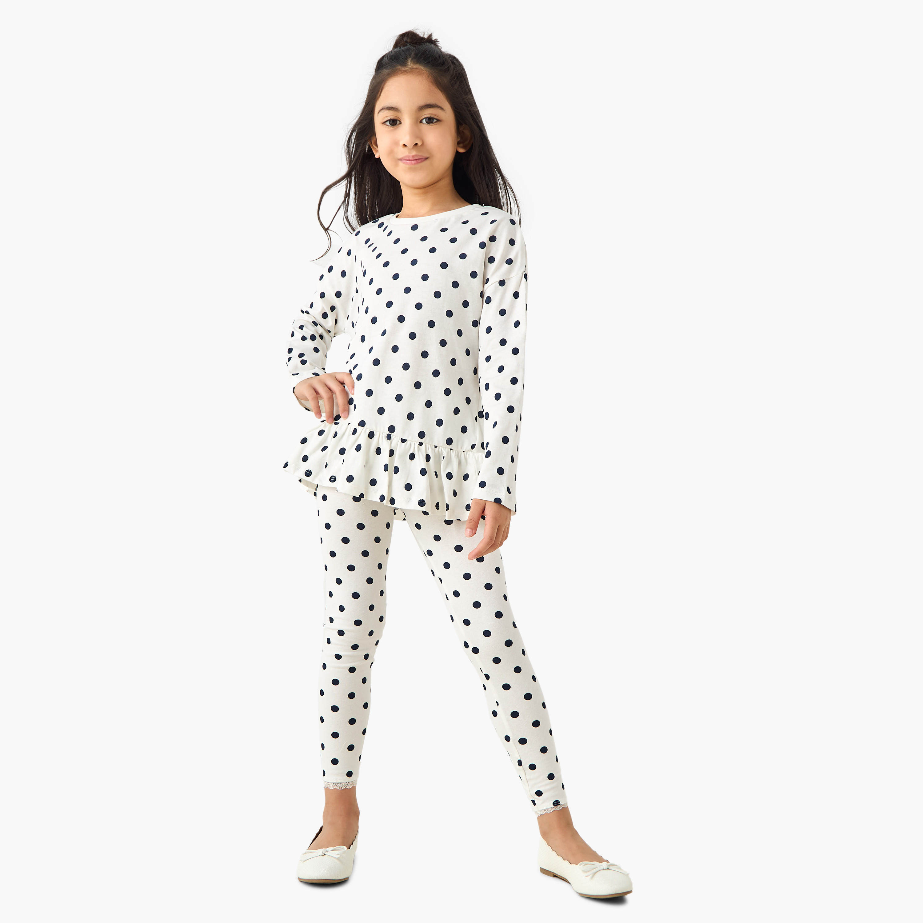 بنطلونات ليقنز قطن بدانتيل للفتيات من جونيورز - طقم من قطعتين-baby-girls-clothing-bottoms-leggings-image-2