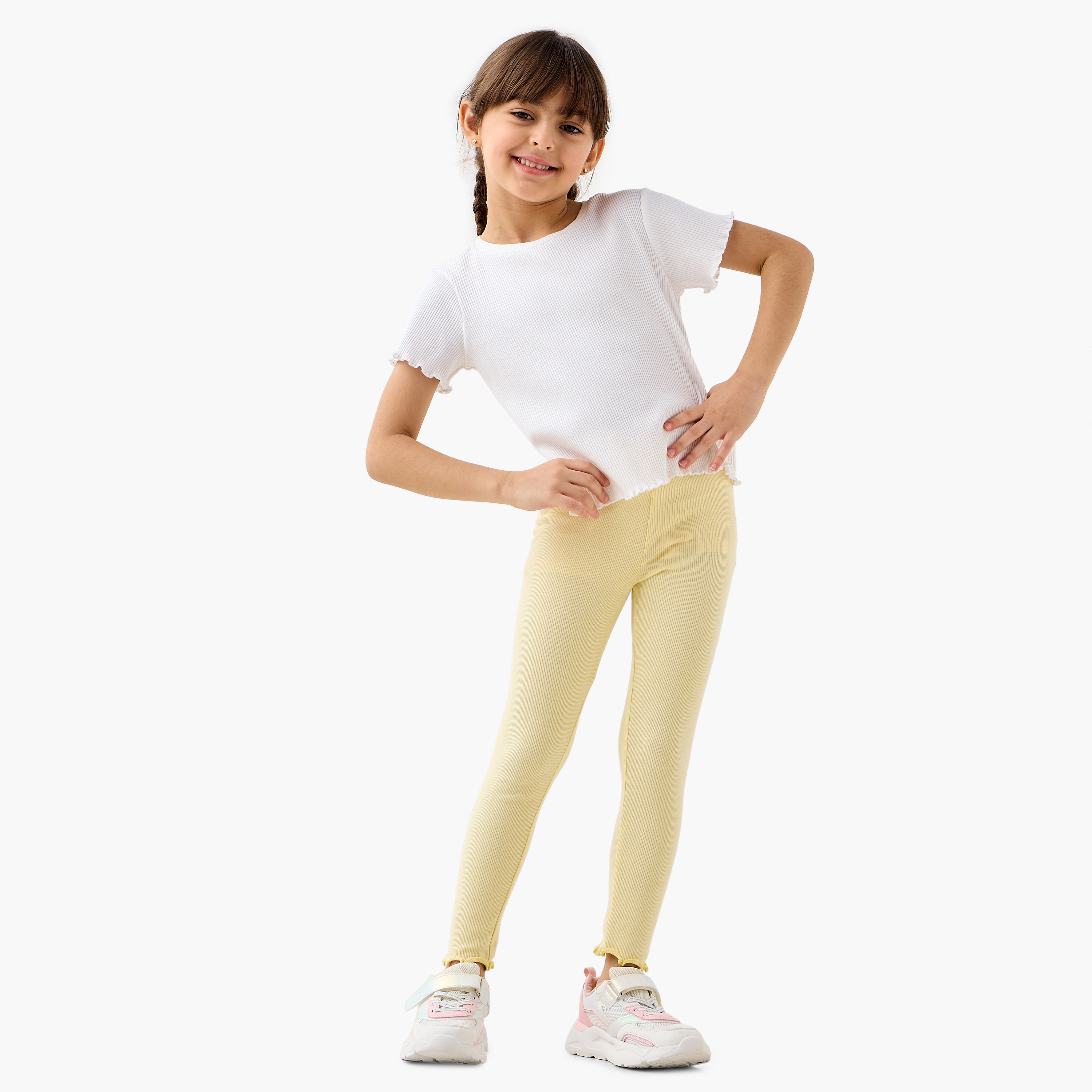 Juniors Ribbed Leggings with Ruffle Cuffs-baby-girls-clothing-bottoms-leggings-image-2