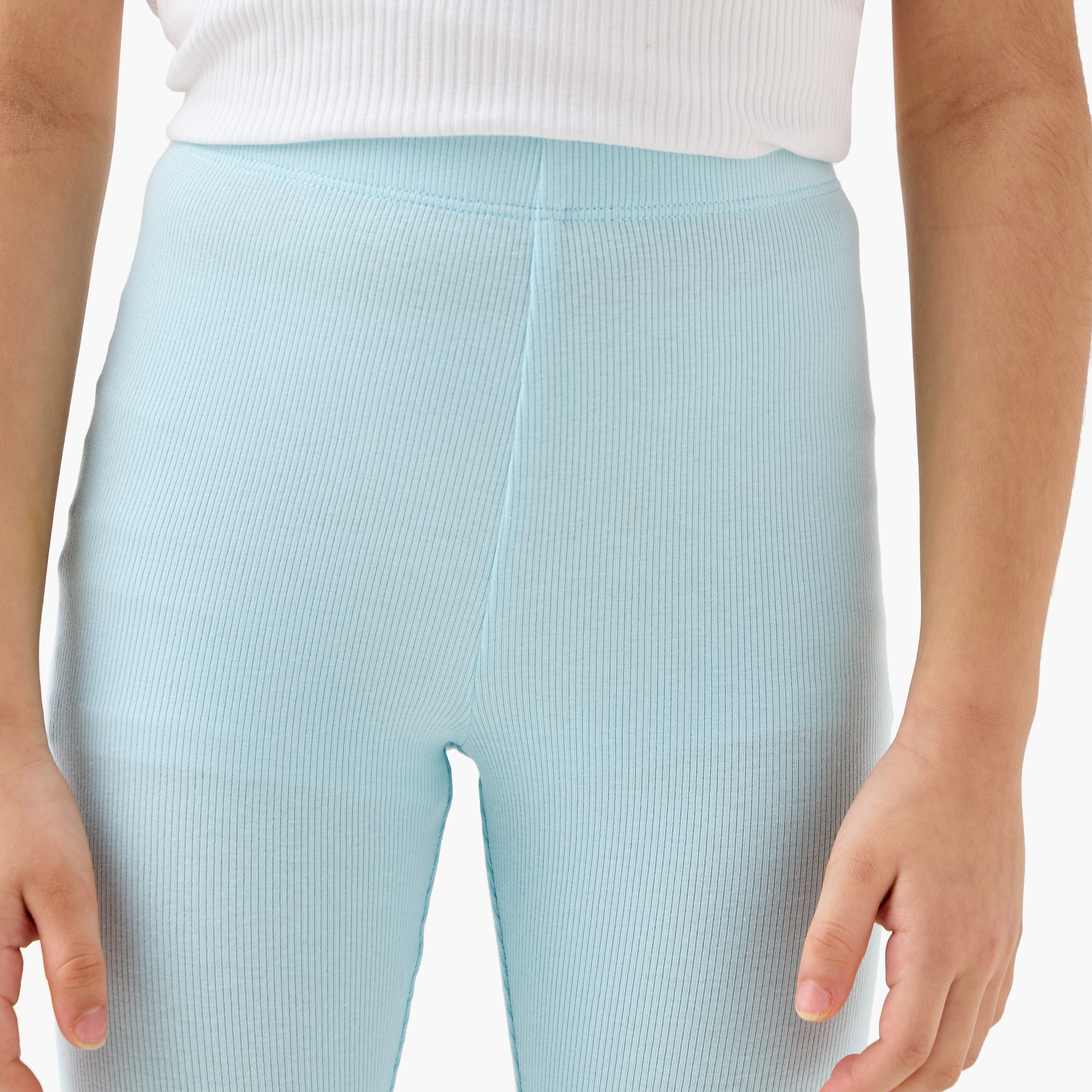 Juniors Ribbed Leggings with Elasticated Waistband-baby-girls-clothing-bottoms-leggings-image-4