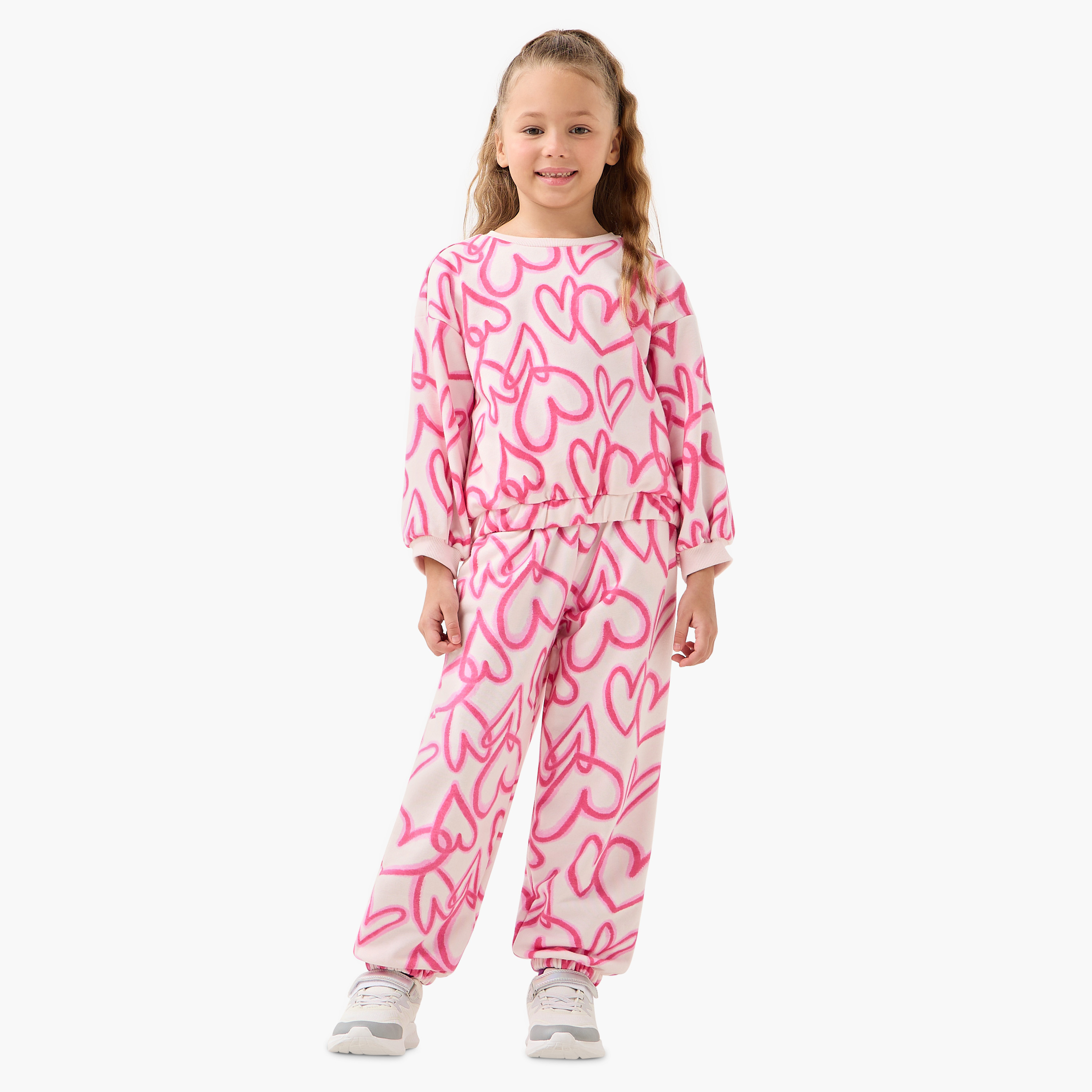 Juniors Heart Print Joggers-girls-clothing-bottoms-joggersandtrackpants-image-2