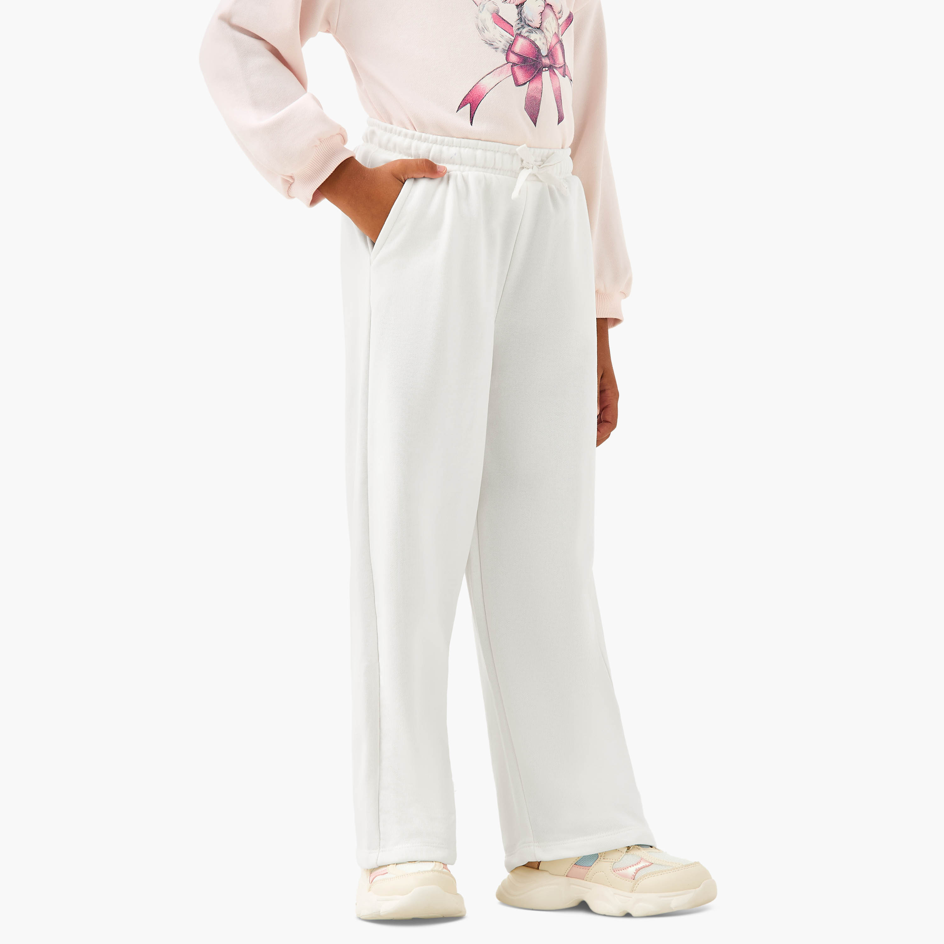 Juniors Solid Track Pants with Drawstring Closure and Pockets-girls-clothing-bottoms-joggersandtrackpants-image-2