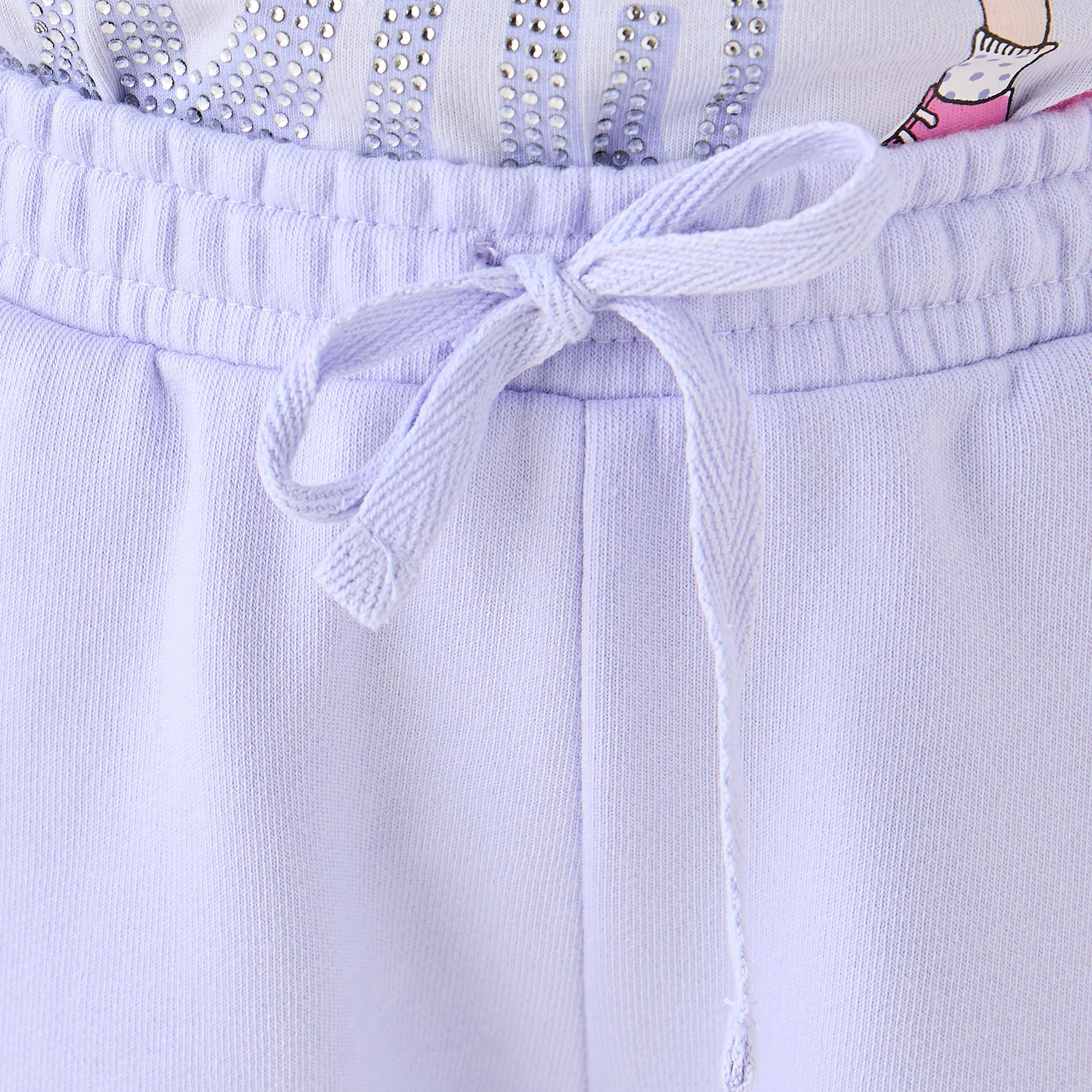 Juniors Girls Joggers with Graphic Print - Cotton - Drawstring-girls-clothing-bottoms-joggersandtrackpants-image-4
