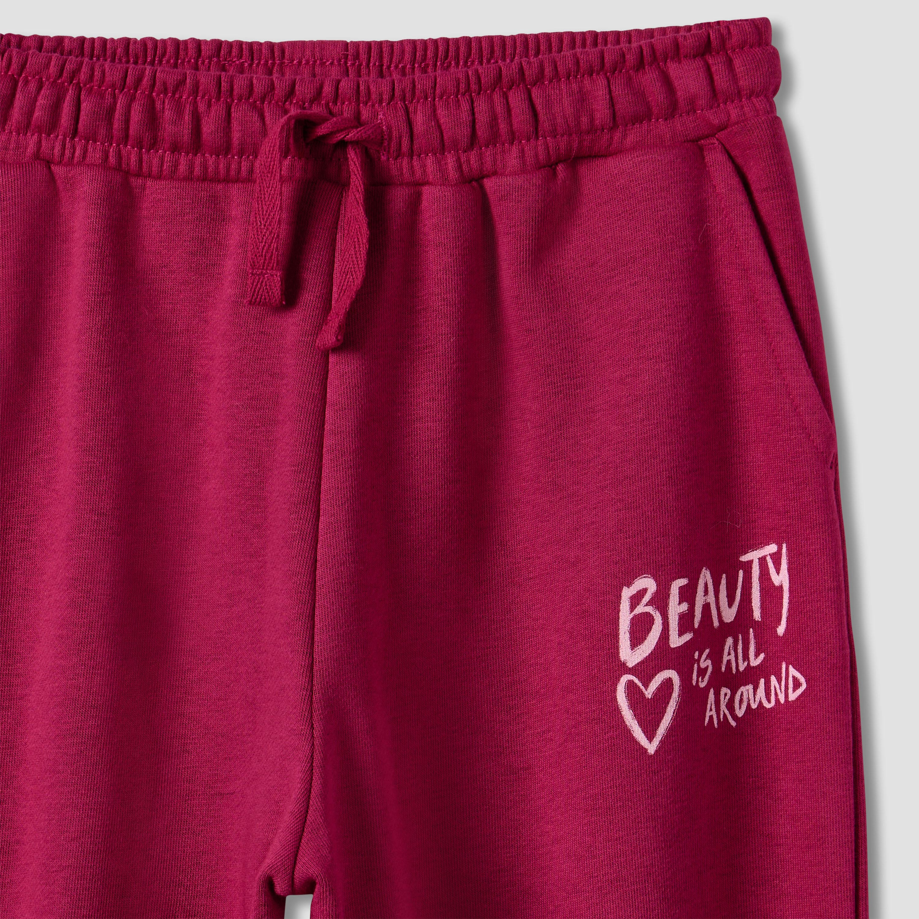 Juniors Girls Joggers with Print - Cotton - Drawstring-girls-clothing-bottoms-joggersandtrackpants-image-2