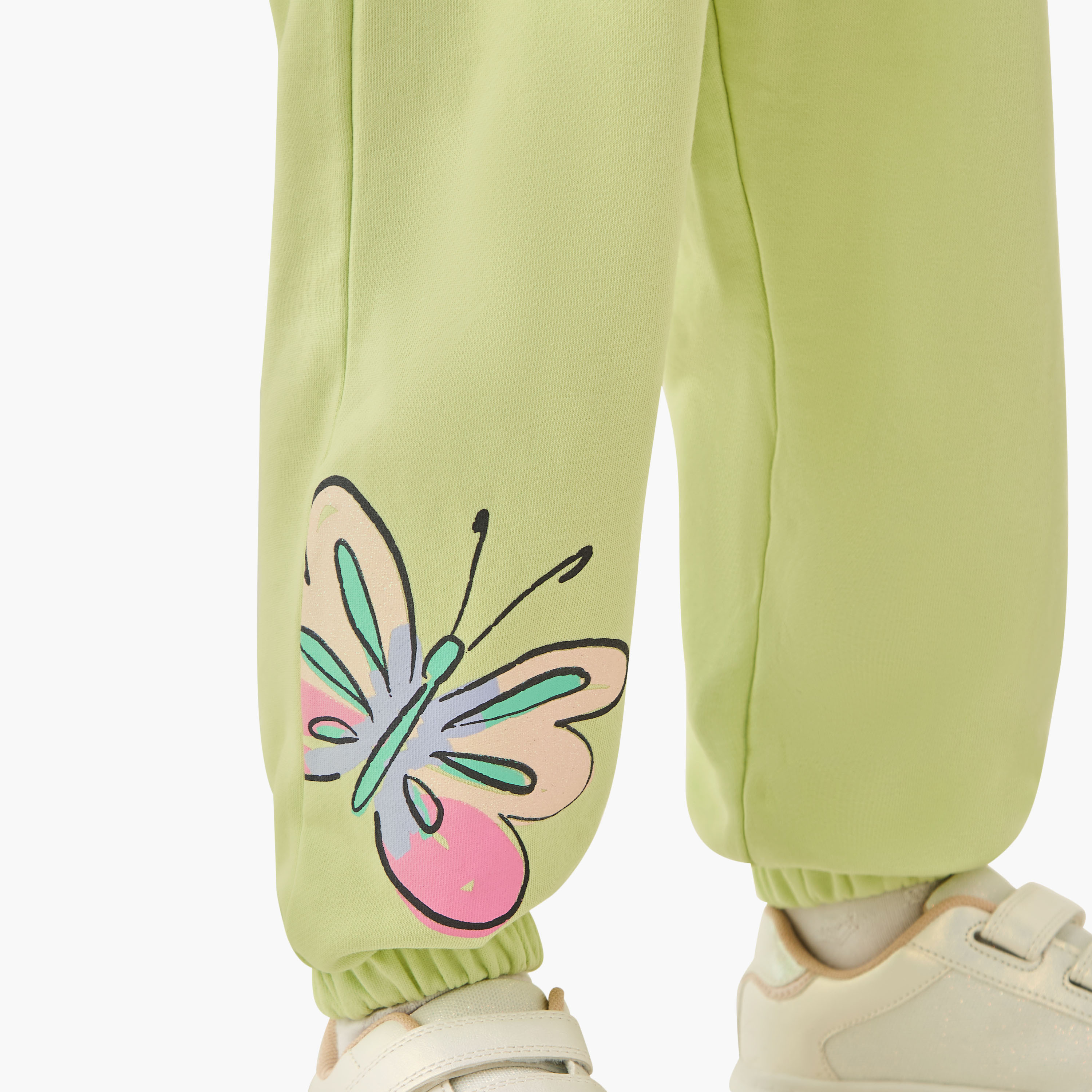 Juniors Girls Joggers with Butterfly Print - Cotton - Elasticated Drawstring-girls-clothing-bottoms-joggersandtrackpants-image-4