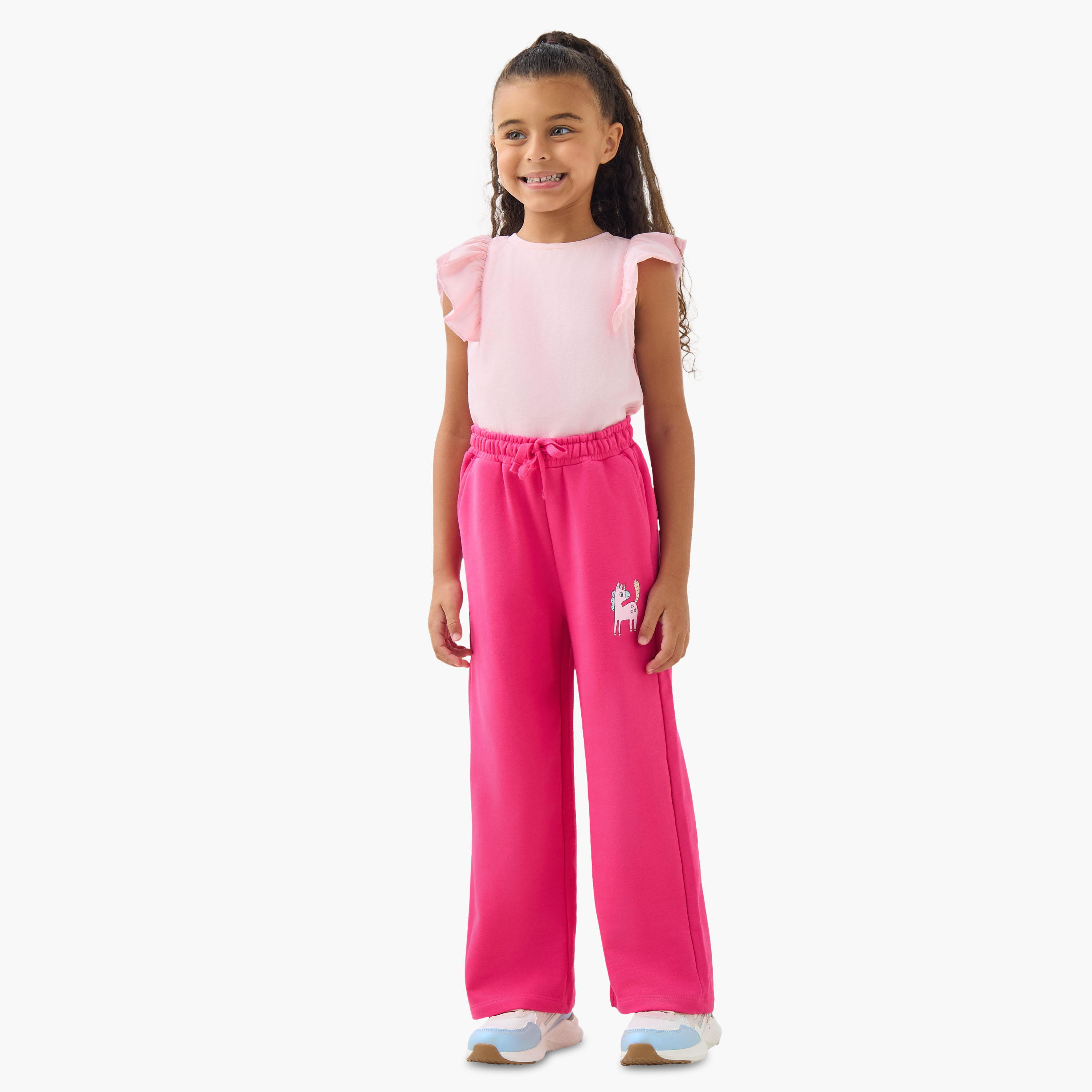 Juniors Girls Track Pants with Unicorn Print - Cotton - Drawstring Waist-baby-girls-clothing-bottoms-joggersandtrackpants-image-2