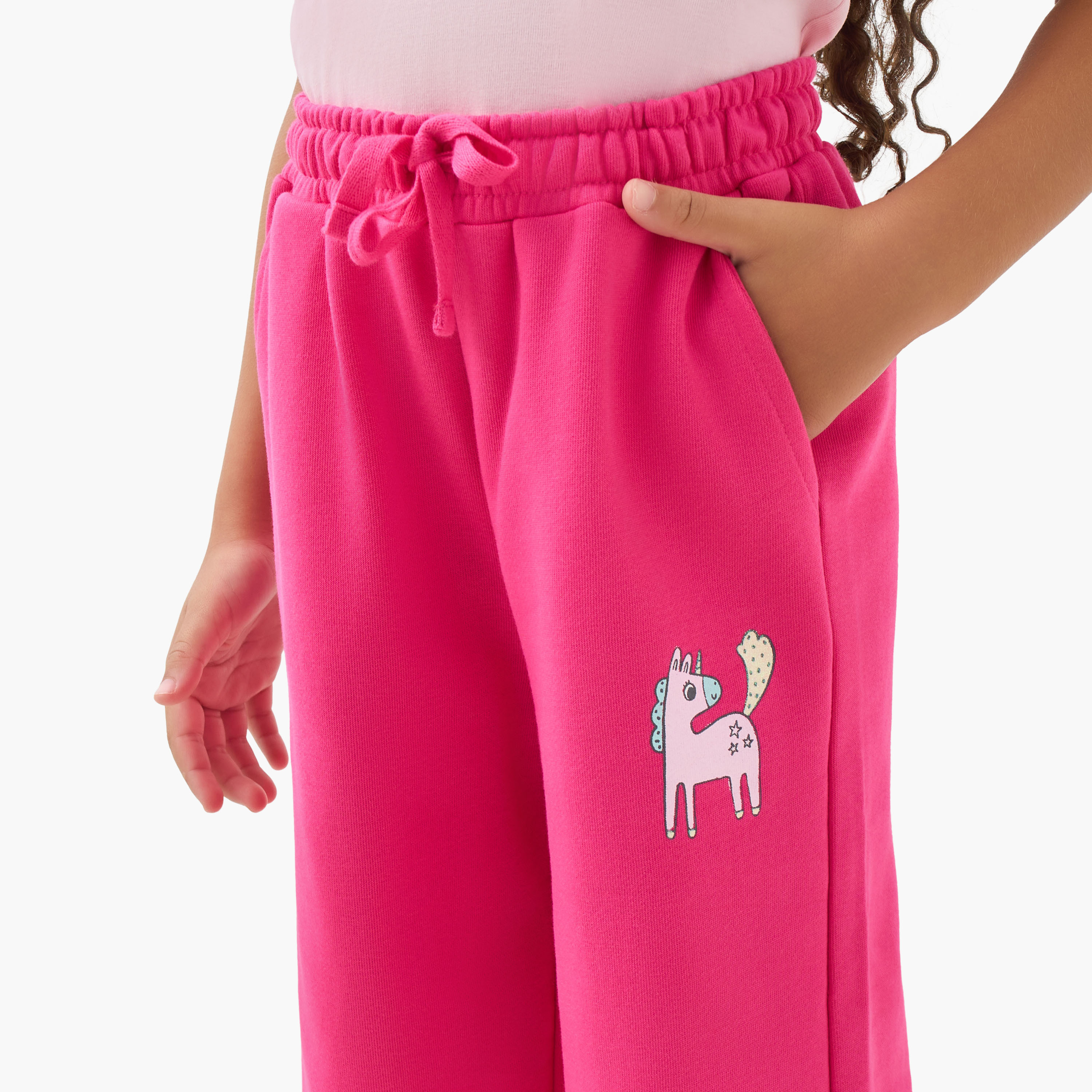 Juniors Girls Track Pants with Unicorn Print - Cotton - Drawstring Waist-baby-girls-clothing-bottoms-joggersandtrackpants-image-4