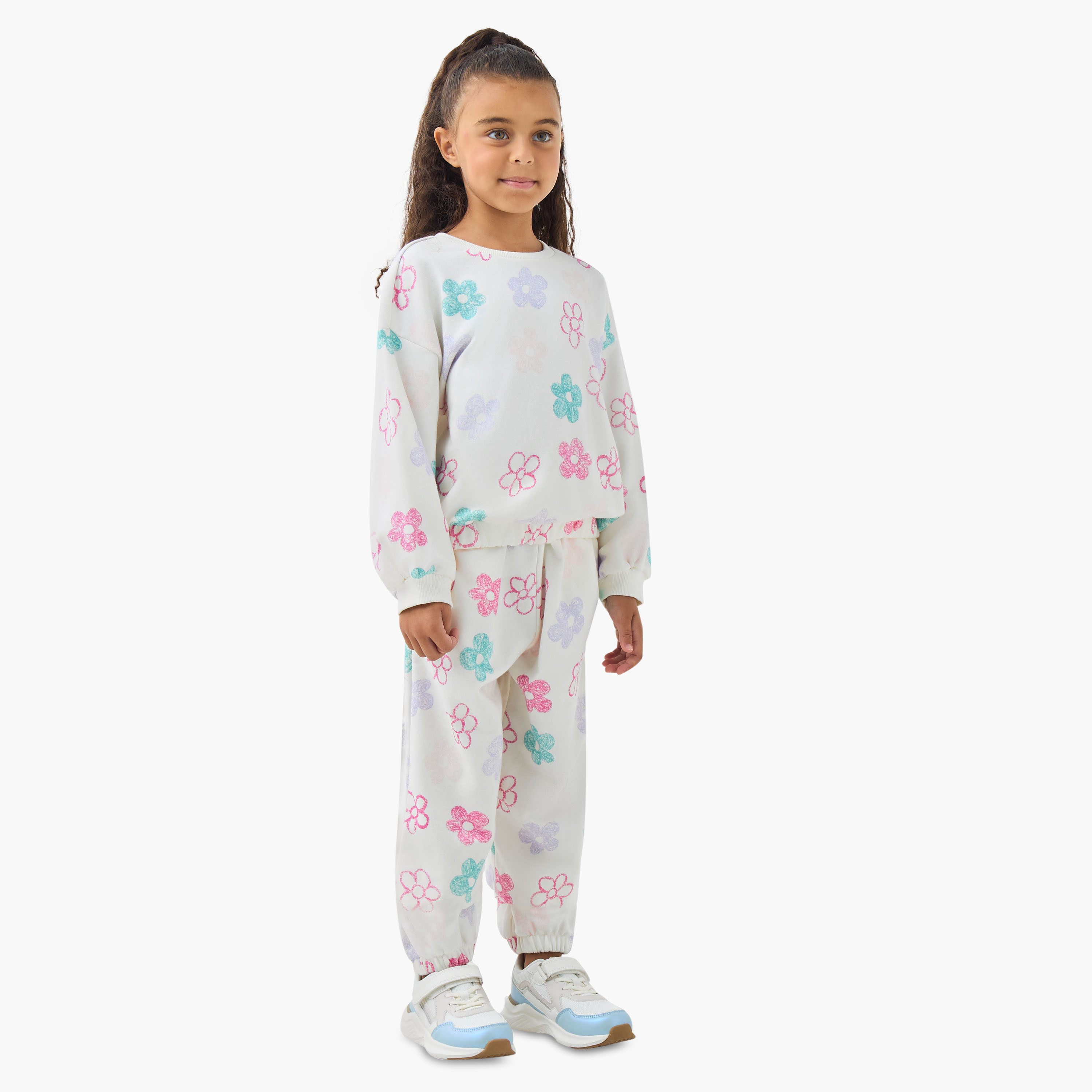 Juniors Girls Joggers with Floral Print - Cotton - Drawstring Waist-baby-girls-clothing-bottoms-joggersandtrackpants-image-2