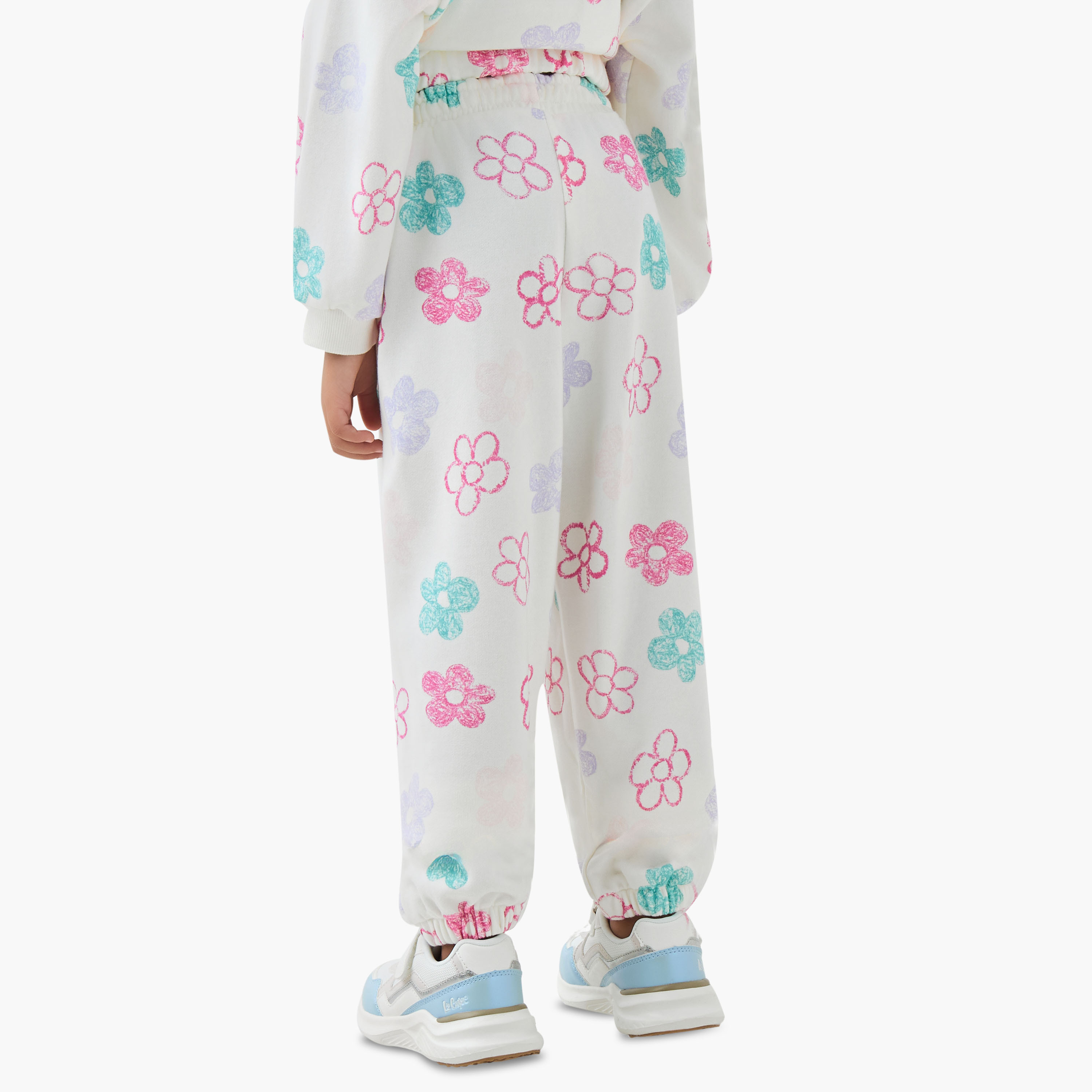 Juniors Girls Joggers with Floral Print - Cotton - Drawstring Waist-baby-girls-clothing-bottoms-joggersandtrackpants-image-3