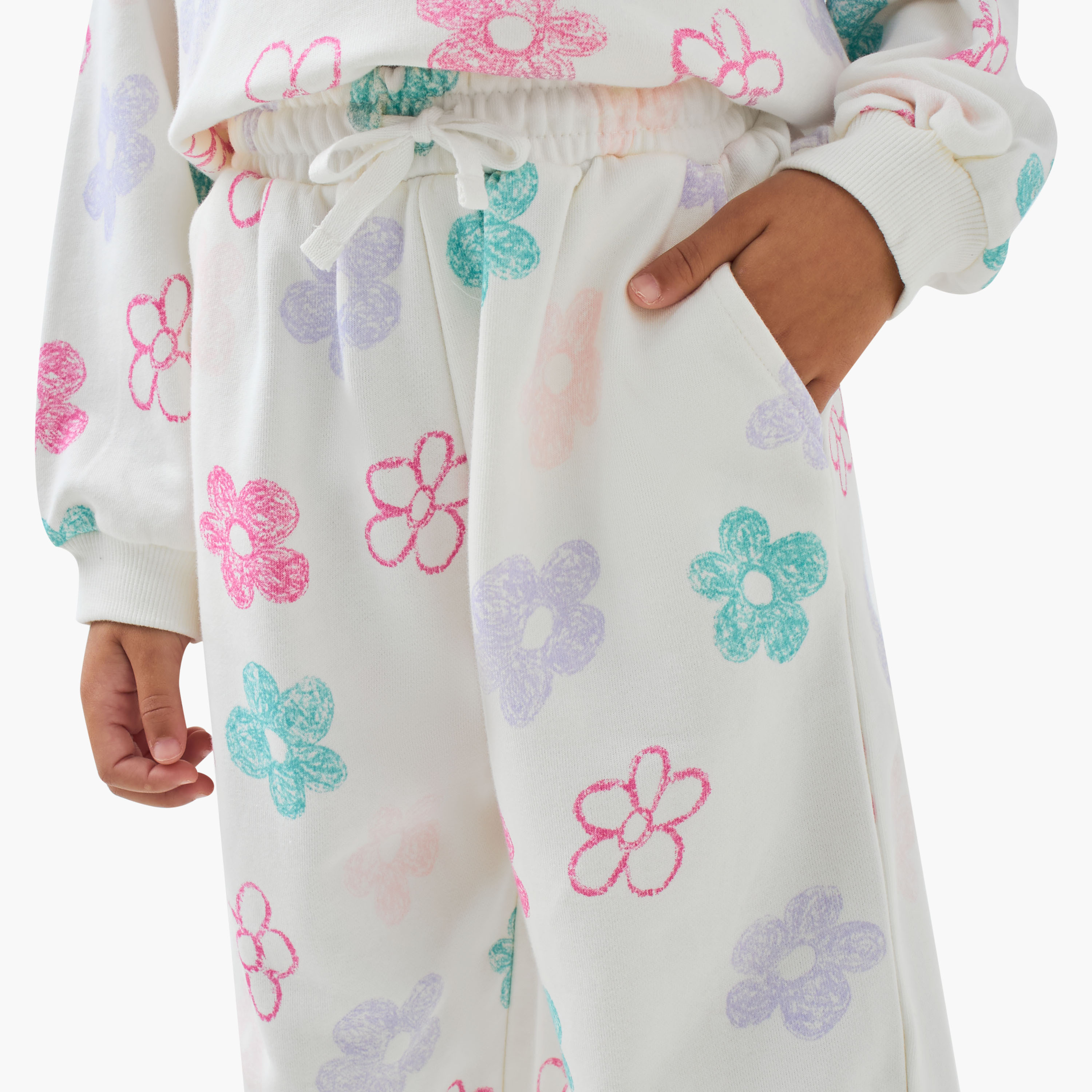 Juniors Girls Joggers with Floral Print - Cotton - Drawstring Waist-baby-girls-clothing-bottoms-joggersandtrackpants-image-4