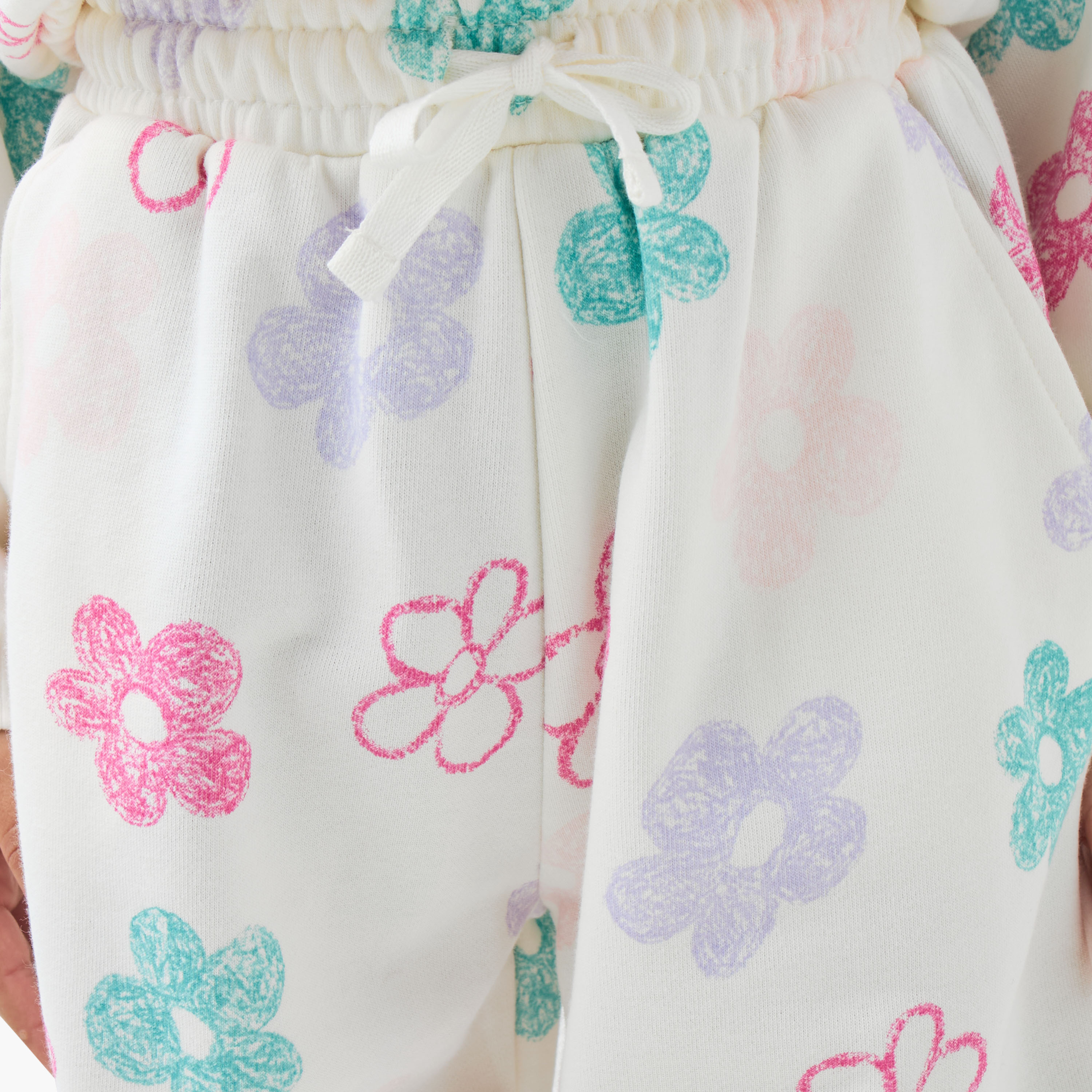 Juniors Girls Joggers with Floral Print - Cotton - Drawstring Waist-baby-girls-clothing-bottoms-joggersandtrackpants-image-5