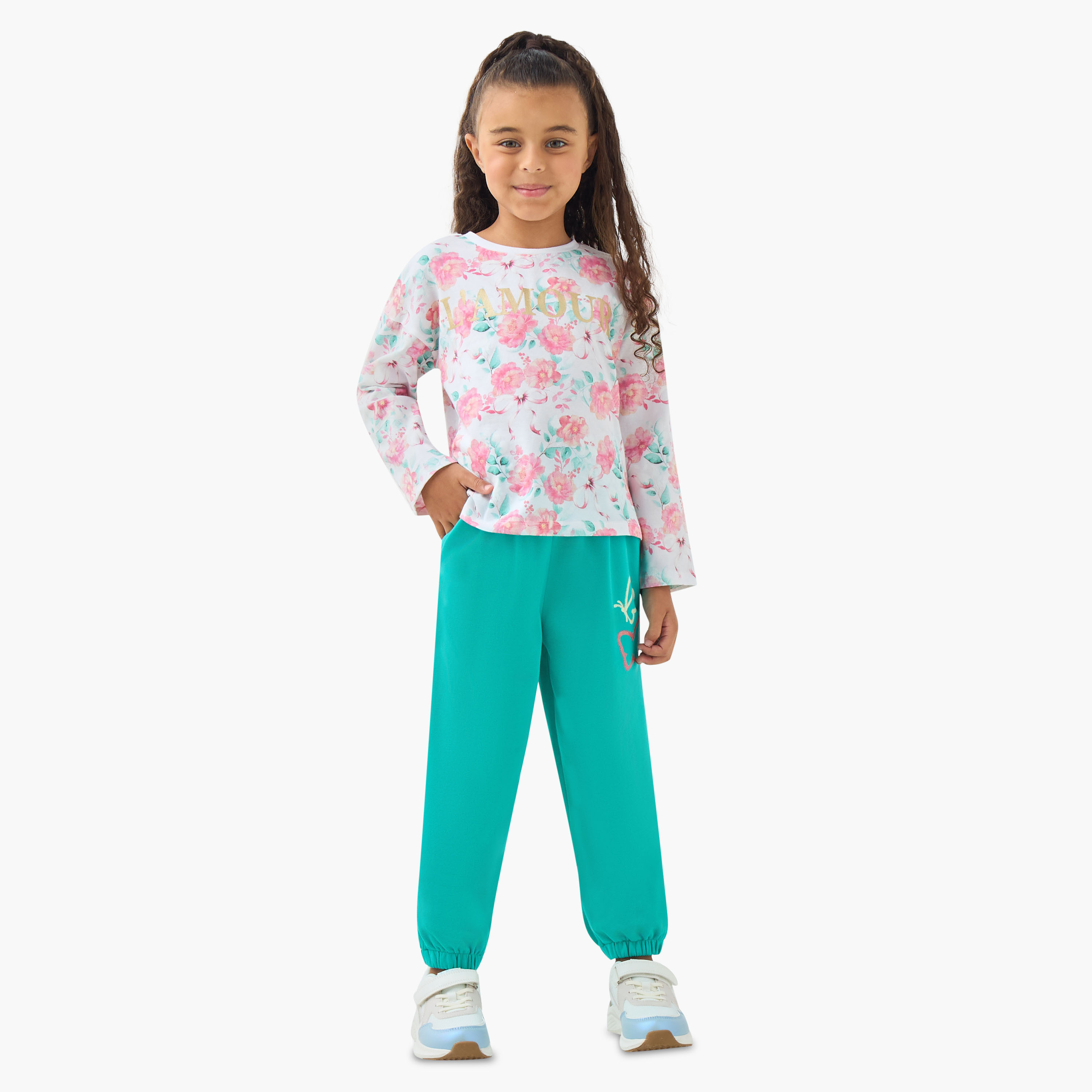 Juniors Girls Joggers with Butterfly Print - Cotton - Drawstring Waist-girls-clothing-bottoms-joggersandtrackpants-image-2