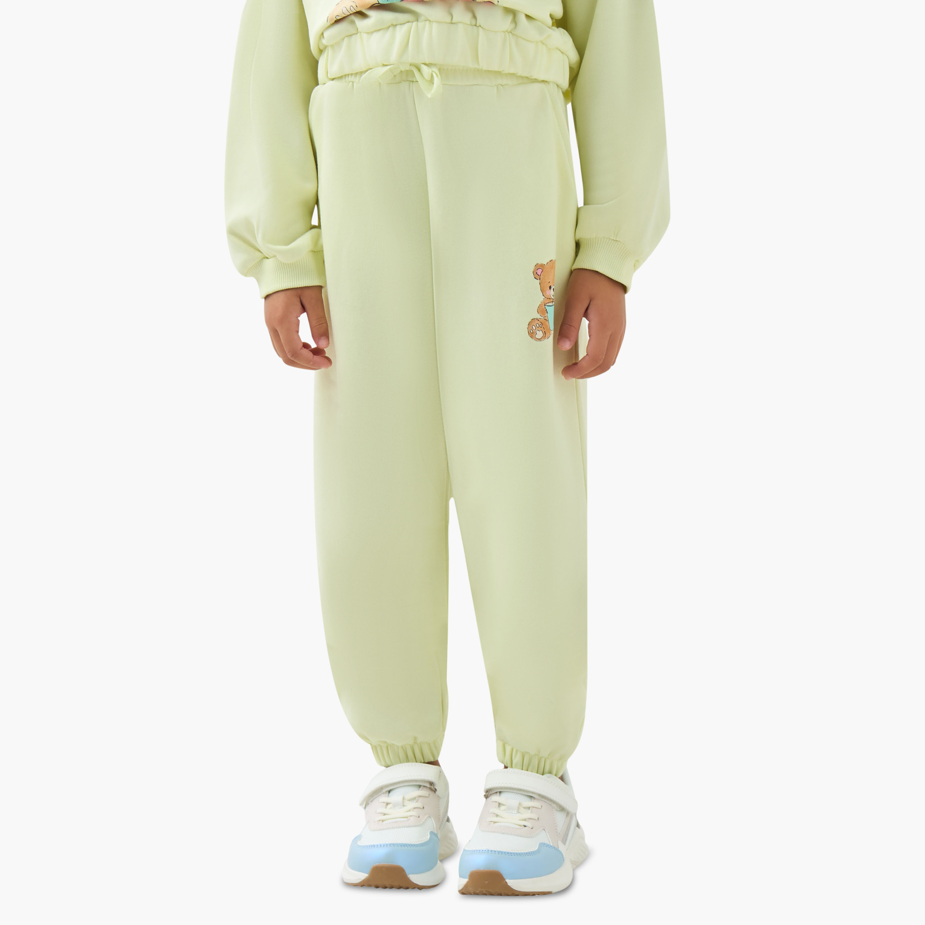 Juniors Girls Joggers with Bear Print - Cotton - Drawstring Waist-baby-girls-clothing-bottoms-joggersandtrackpants-image-1