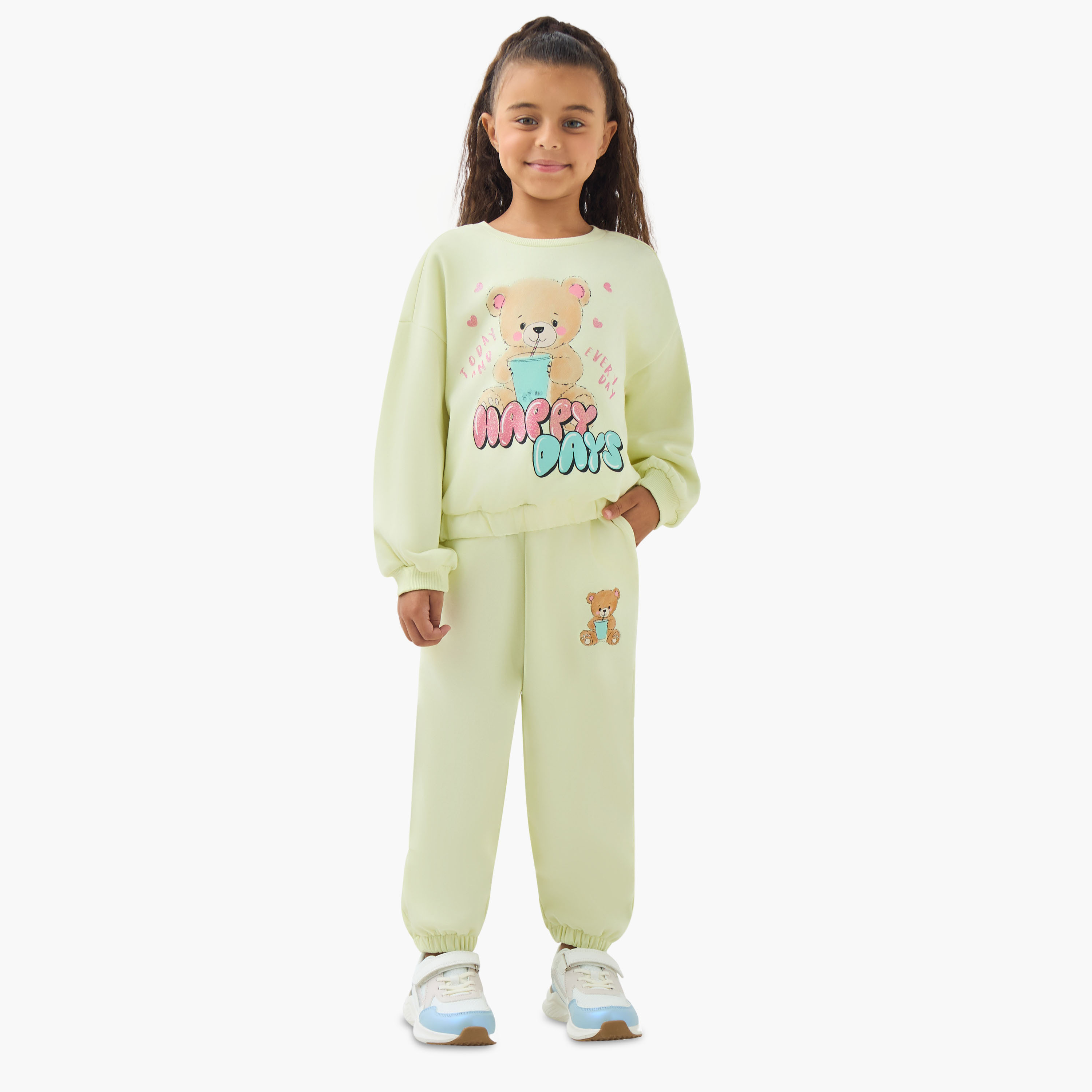 Juniors Girls Joggers with Bear Print - Cotton - Drawstring Waist-baby-girls-clothing-bottoms-joggersandtrackpants-image-2