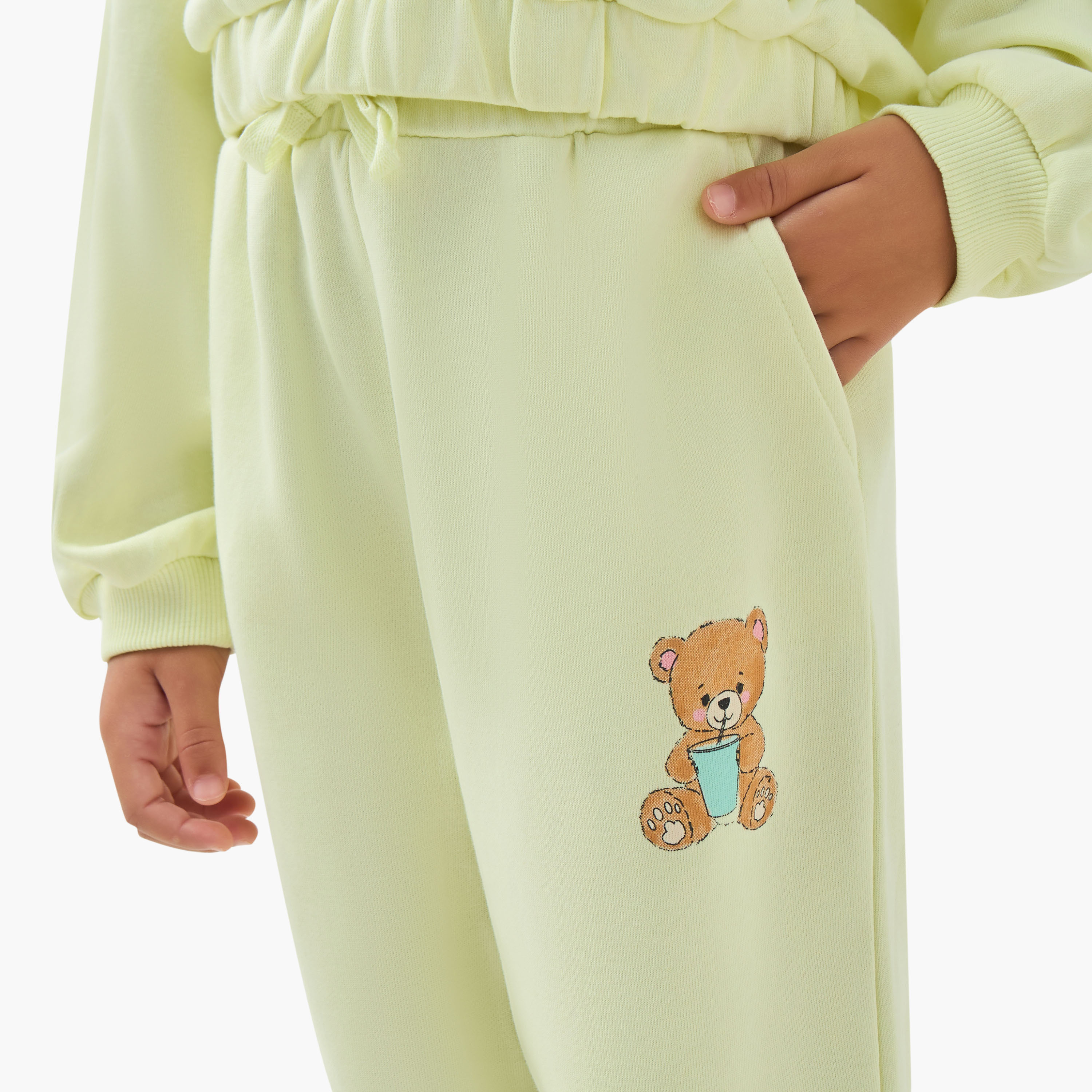Juniors Girls Joggers with Bear Print - Cotton - Drawstring Waist-baby-girls-clothing-bottoms-joggersandtrackpants-image-4