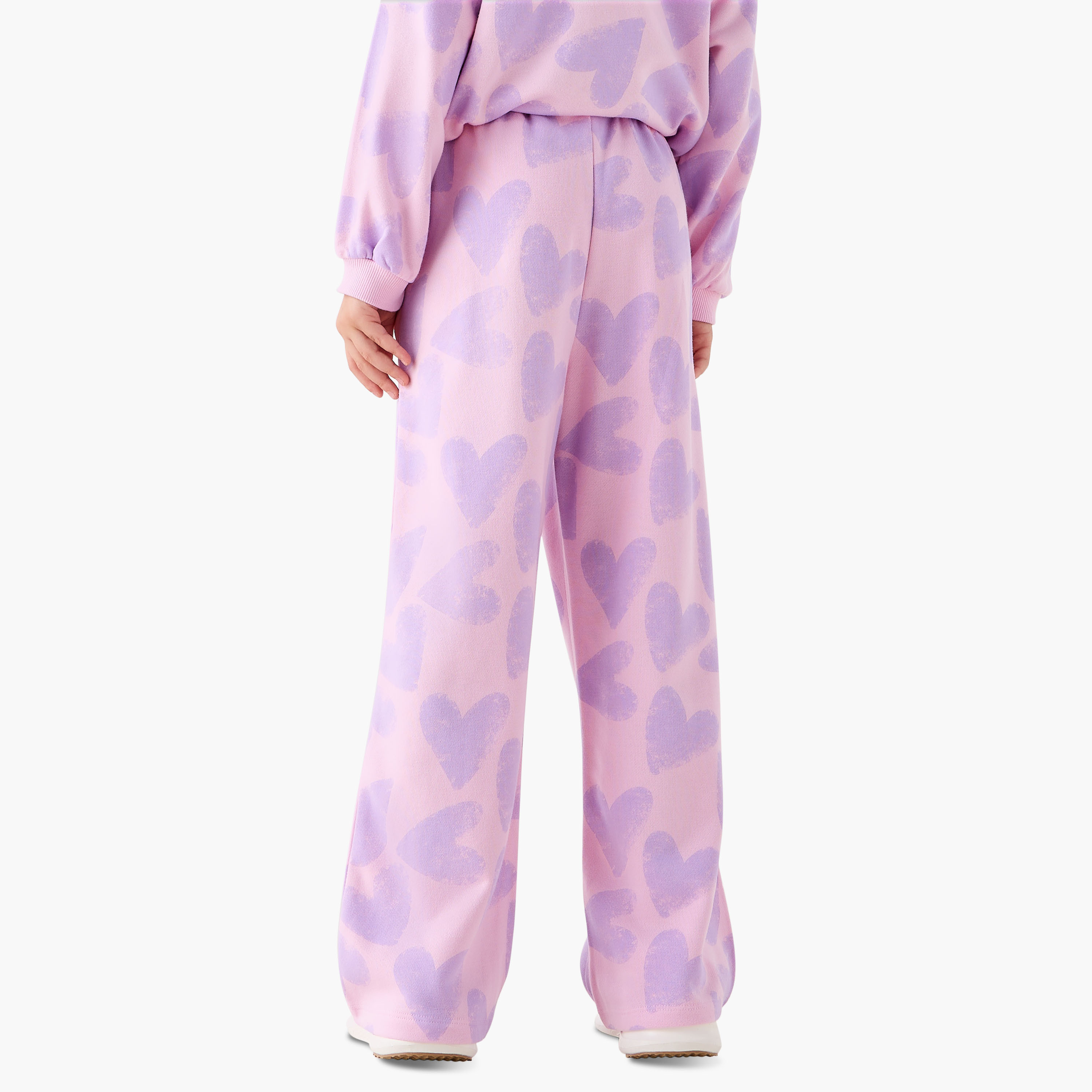 Juniors Girls Track Pants with Heart Print - Cotton - Elasticated Drawstring-girls-clothing-bottoms-joggersandtrackpants-image-3