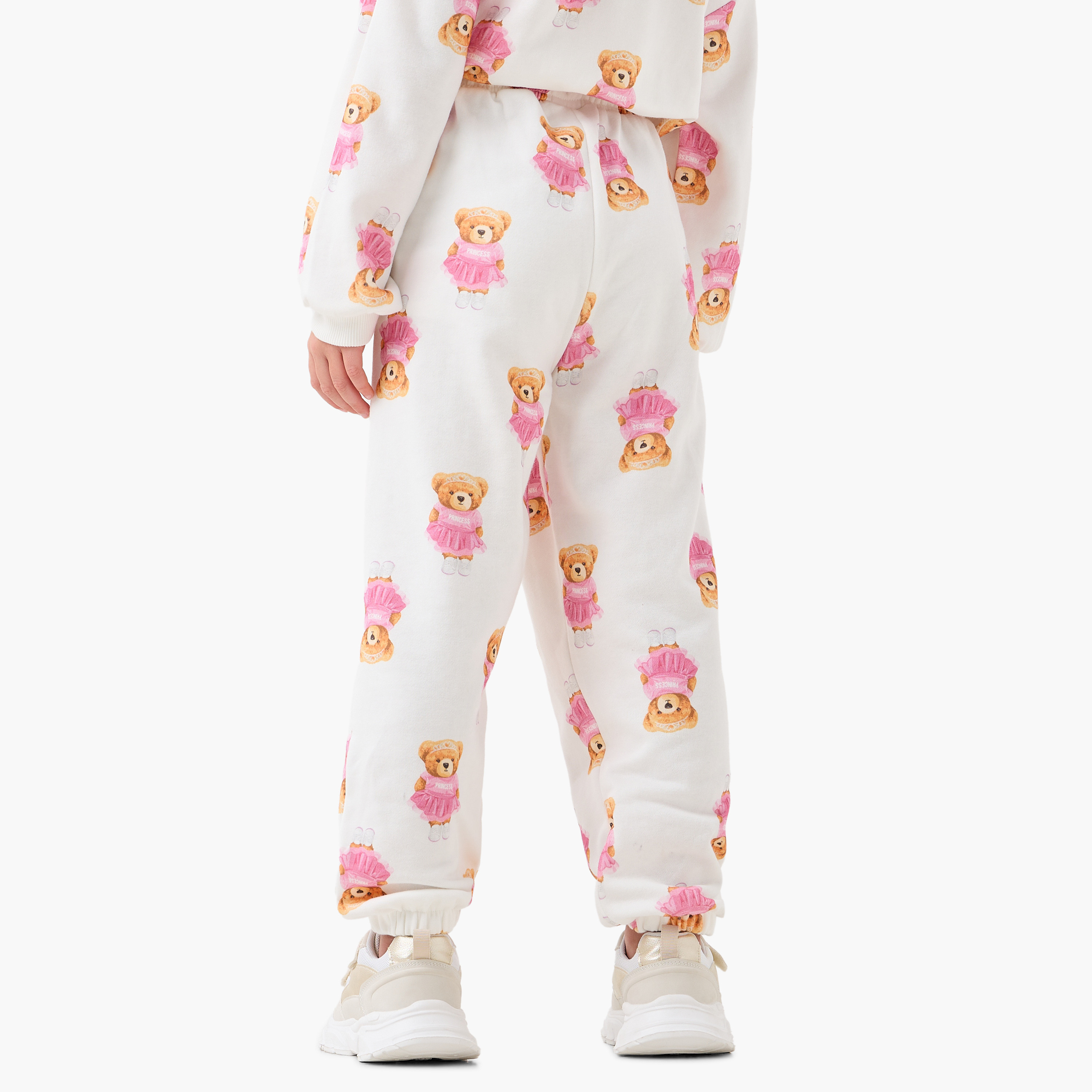 Juniors Girls Joggers with Teddy Bear Print - Cotton - Drawstring Waist-baby-girls-clothing-bottoms-joggersandtrackpants-image-3