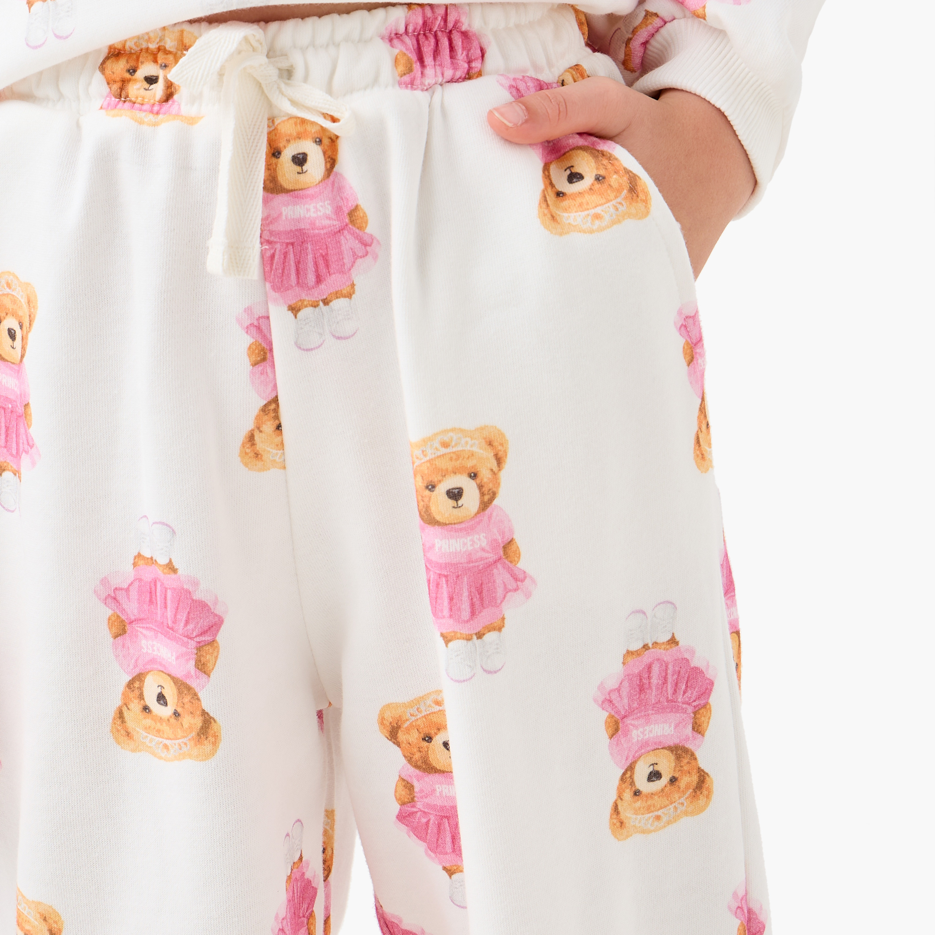 Juniors Girls Joggers with Teddy Bear Print - Cotton - Drawstring Waist-baby-girls-clothing-bottoms-joggersandtrackpants-image-4