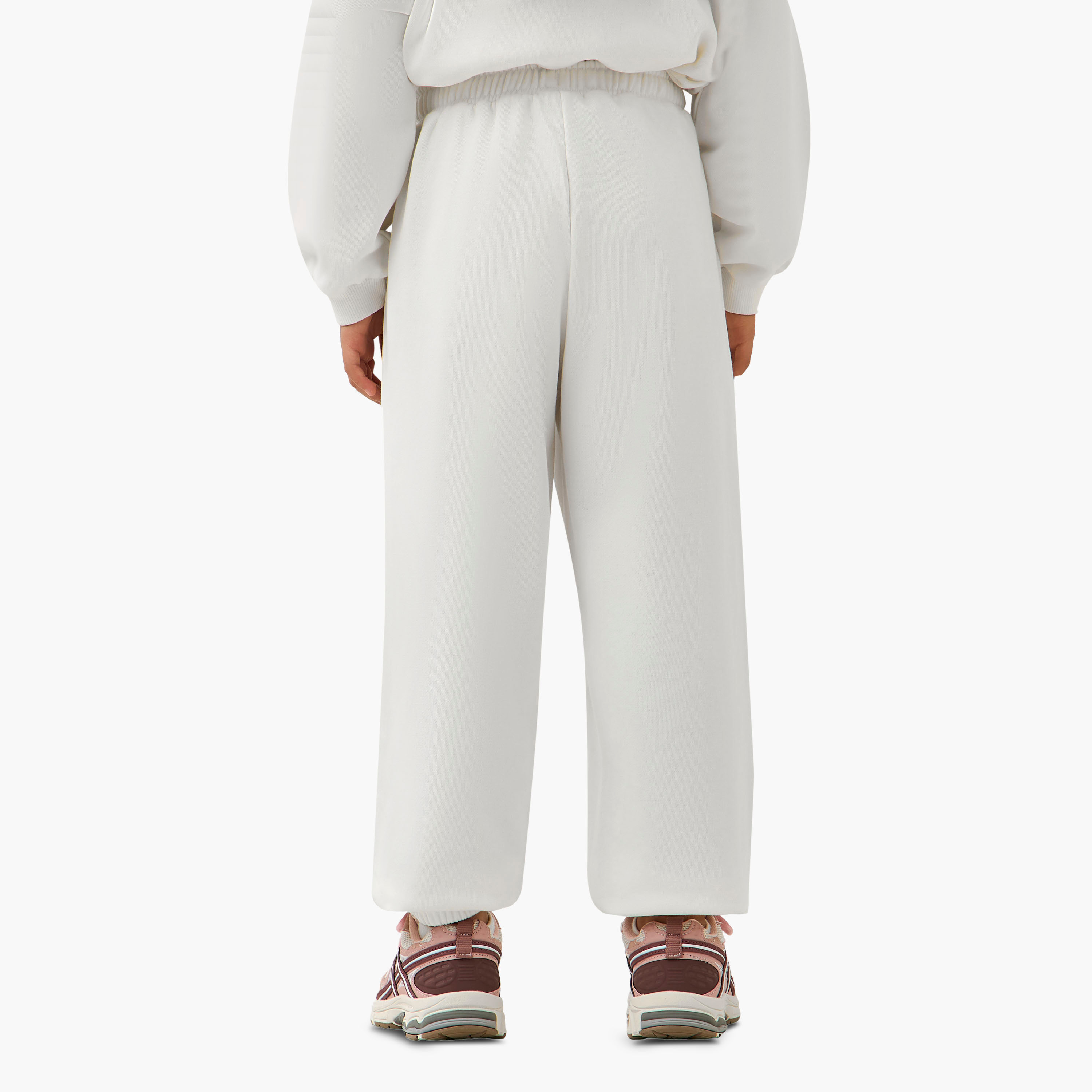 Juniors Elasticated Drawstring Waist Joggers with Heart Print-girls-clothing-bottoms-joggersandtrackpants-image-3