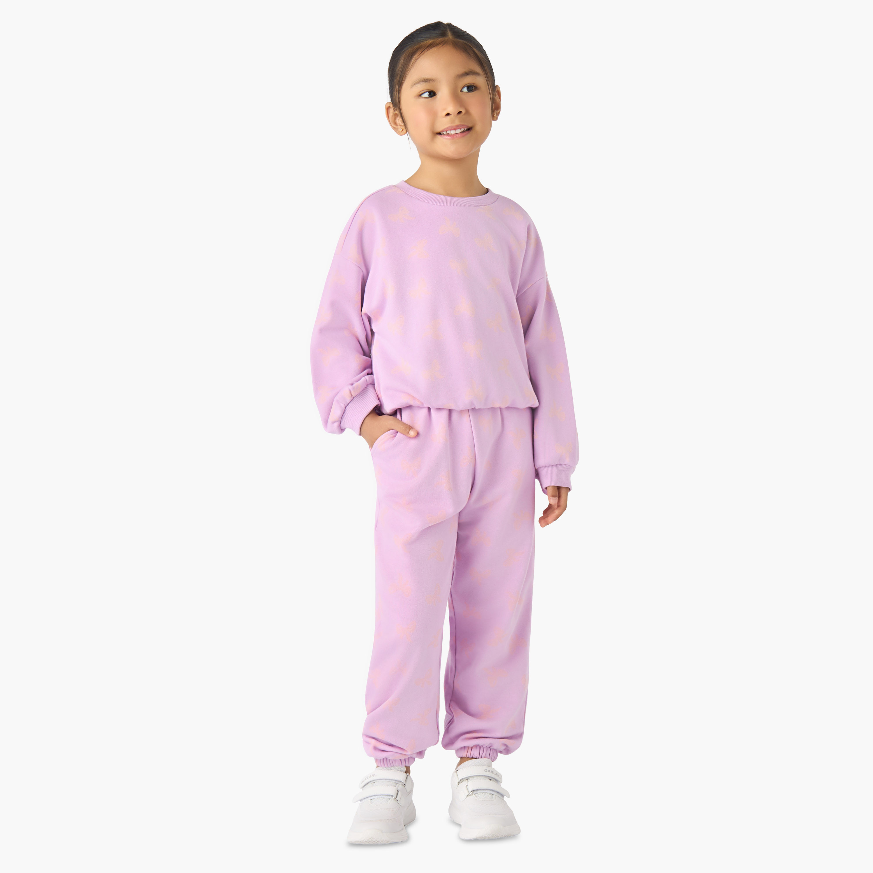 Juniors Drawstring Waist Joggers with Bow Print-girls-clothing-bottoms-joggersandtrackpants-image-2