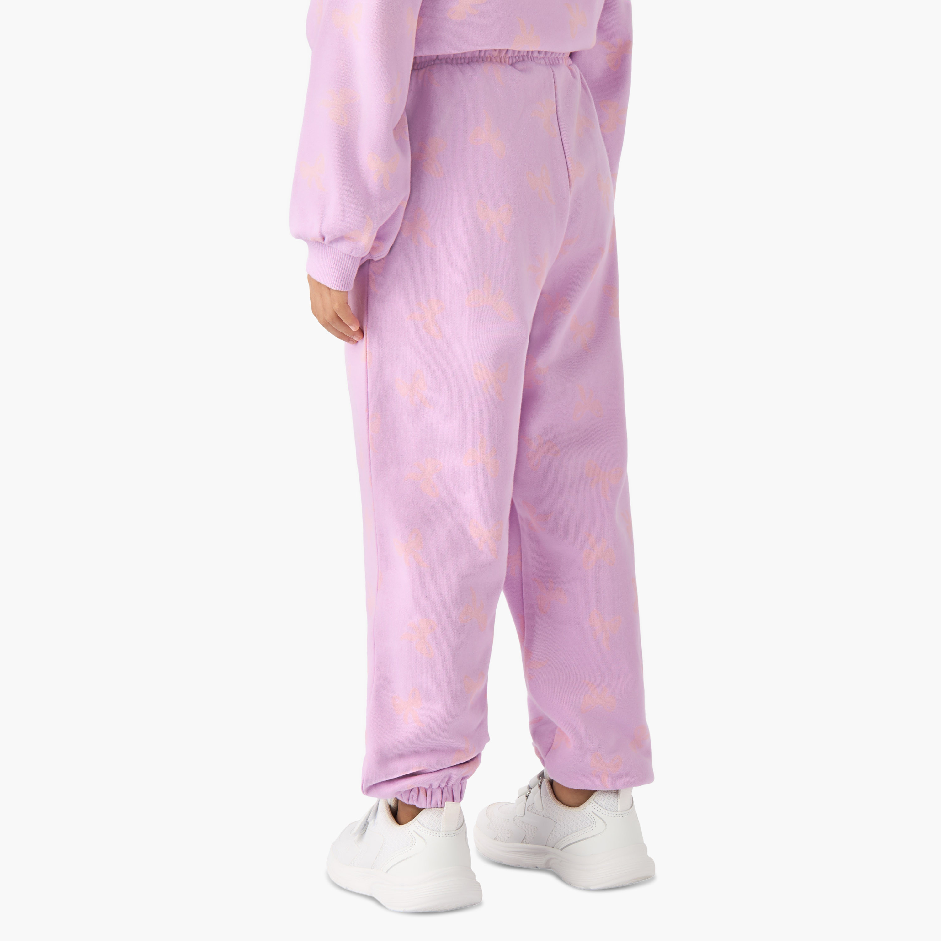 Juniors Drawstring Waist Joggers with Bow Print-girls-clothing-bottoms-joggersandtrackpants-image-3