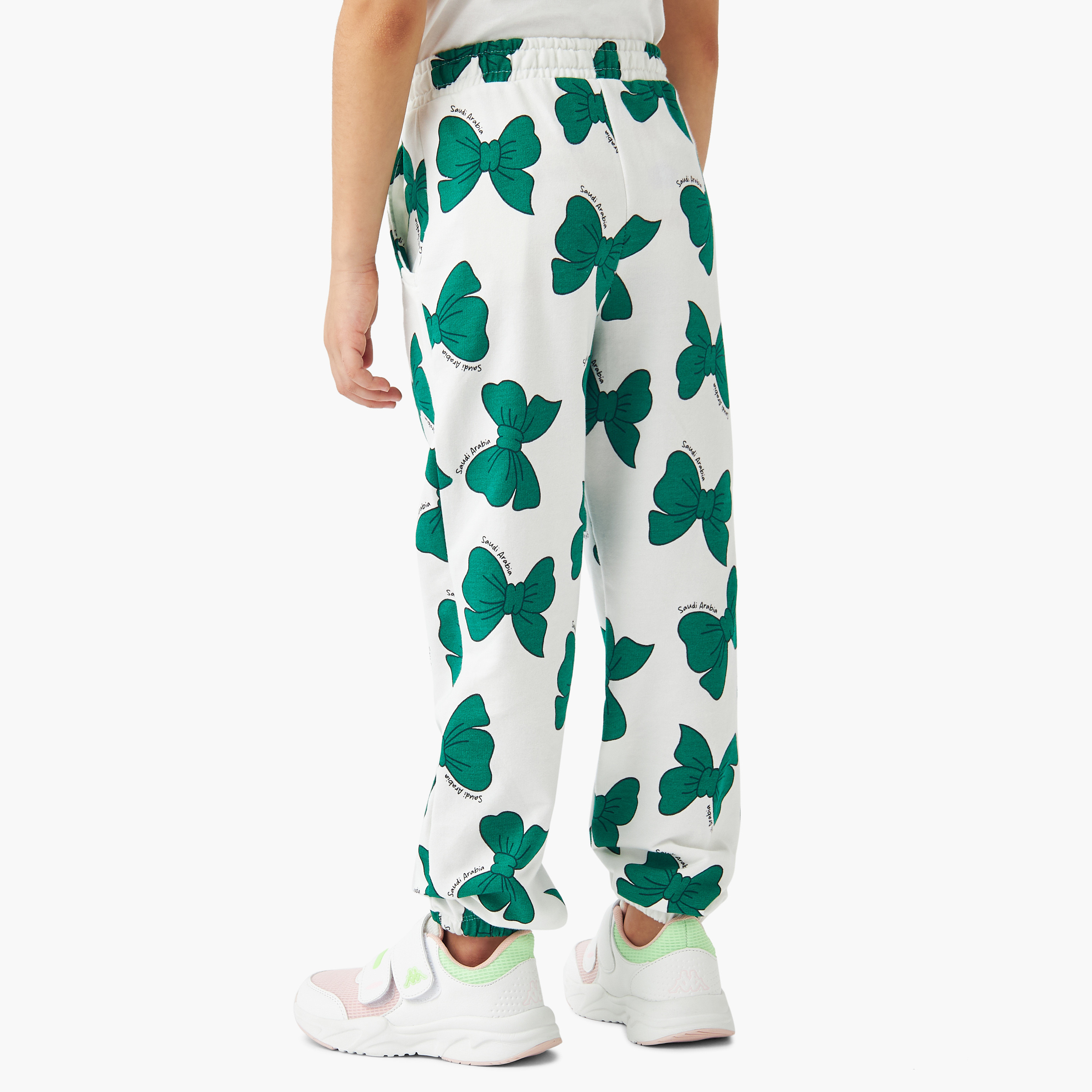 Juniors All-Over Saudi Arabia National Day Print Joggers with Elasticated Waistband-baby-girls-clothing-bottoms-joggersandtrackpants-image-3