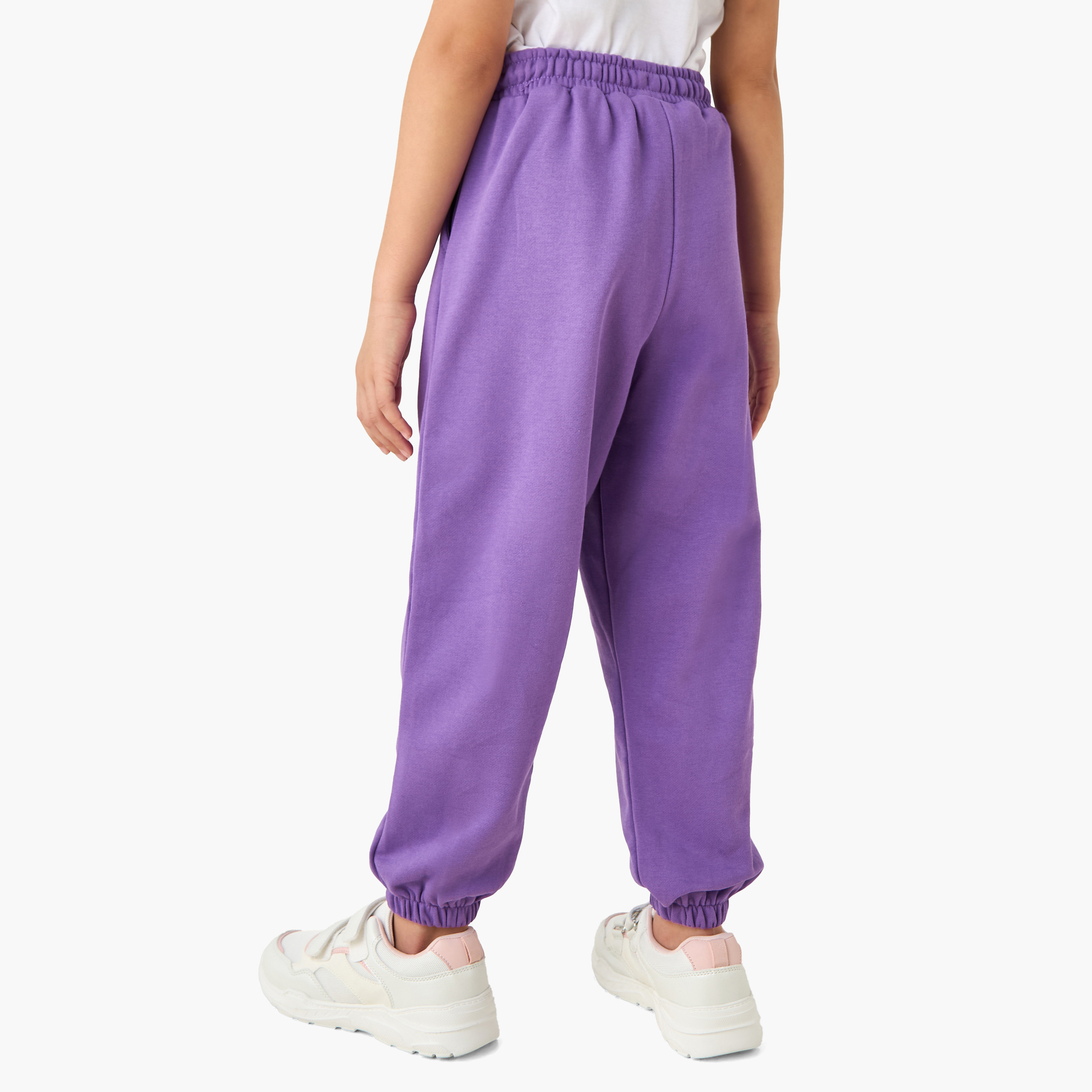 Juniors Girls Joggers with Slogan Print - Cotton Blend - Elastic Waist-baby-girls-clothing-bottoms-joggersandtrackpants-image-3