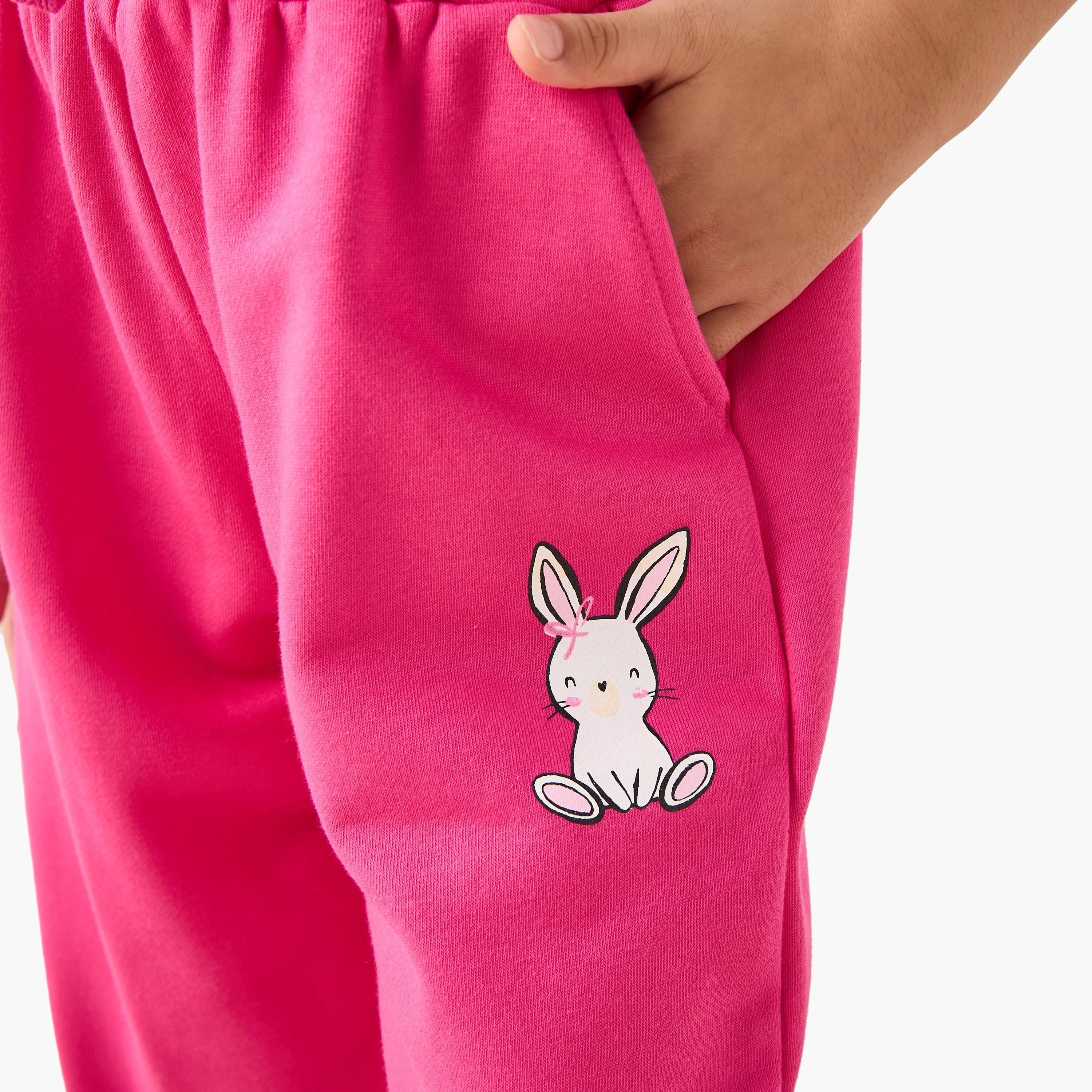 Juniors Girls Joggers with Bunny Print - Cotton Blend - Elastic Waist-baby-girls-clothing-bottoms-joggersandtrackpants-image-4