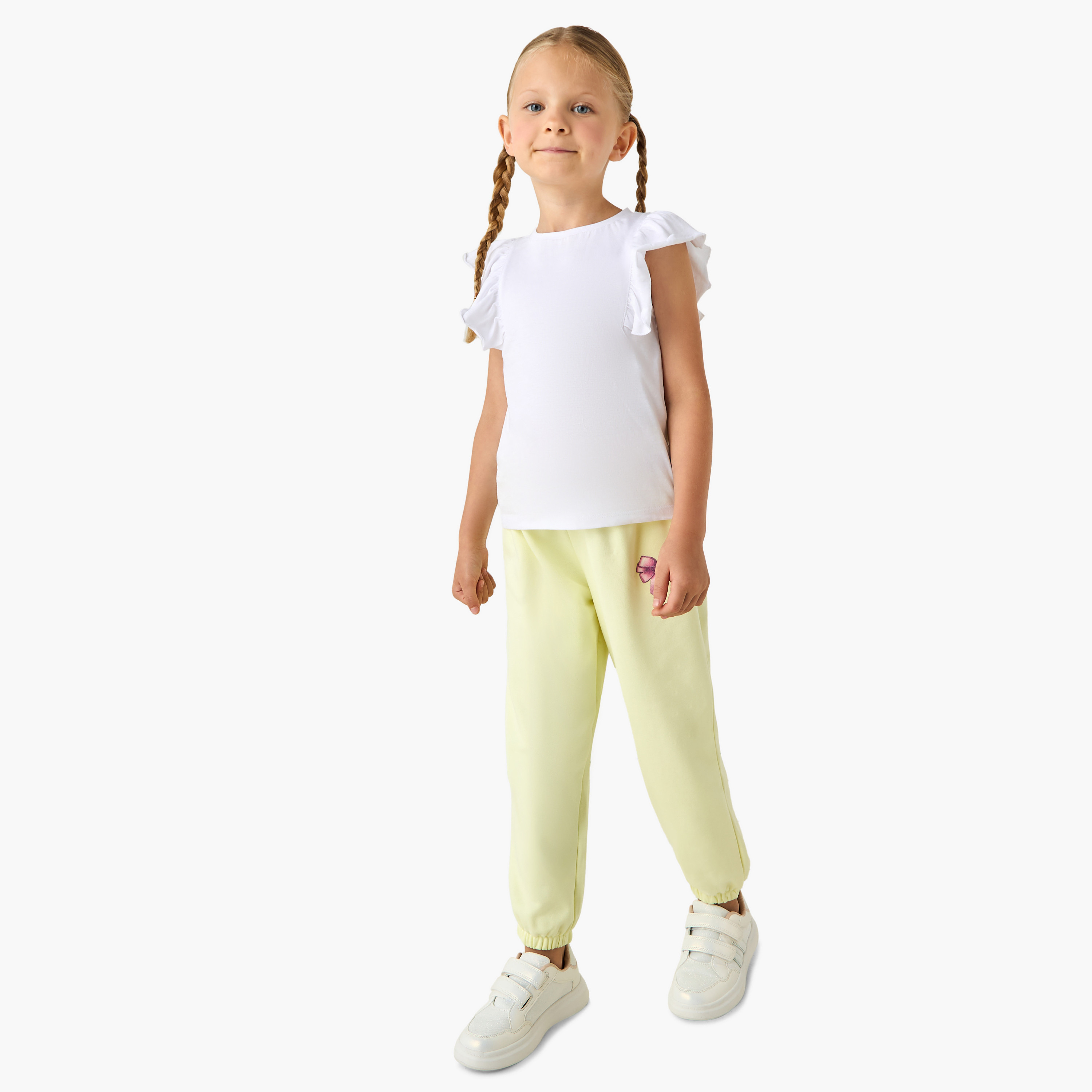 Juniors Girls Joggers with Bow Print - Cotton Blend - Elasticated-girls-clothing-bottoms-joggersandtrackpants-image-2