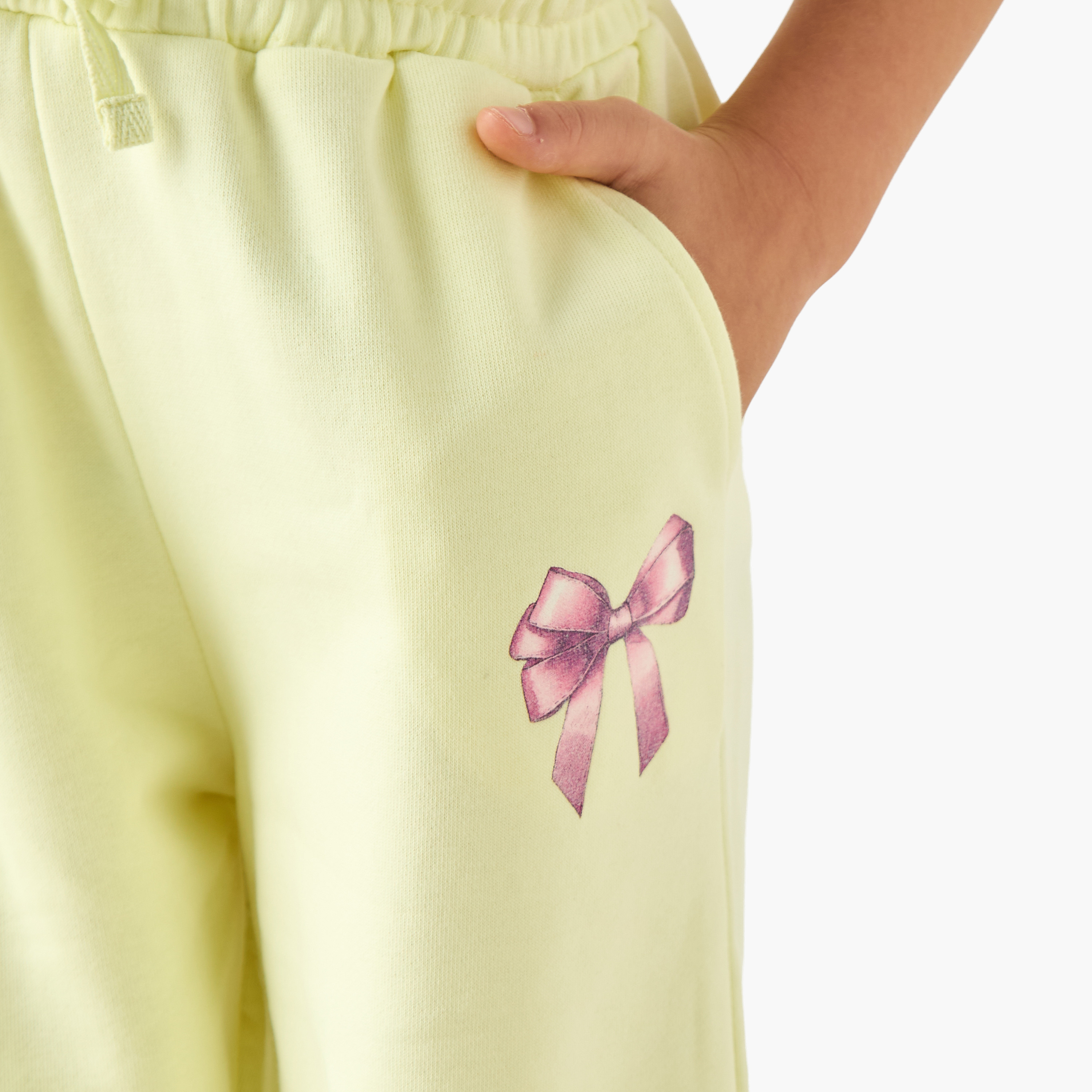 Juniors Girls Joggers with Bow Print - Cotton Blend - Elasticated-girls-clothing-bottoms-joggersandtrackpants-image-4