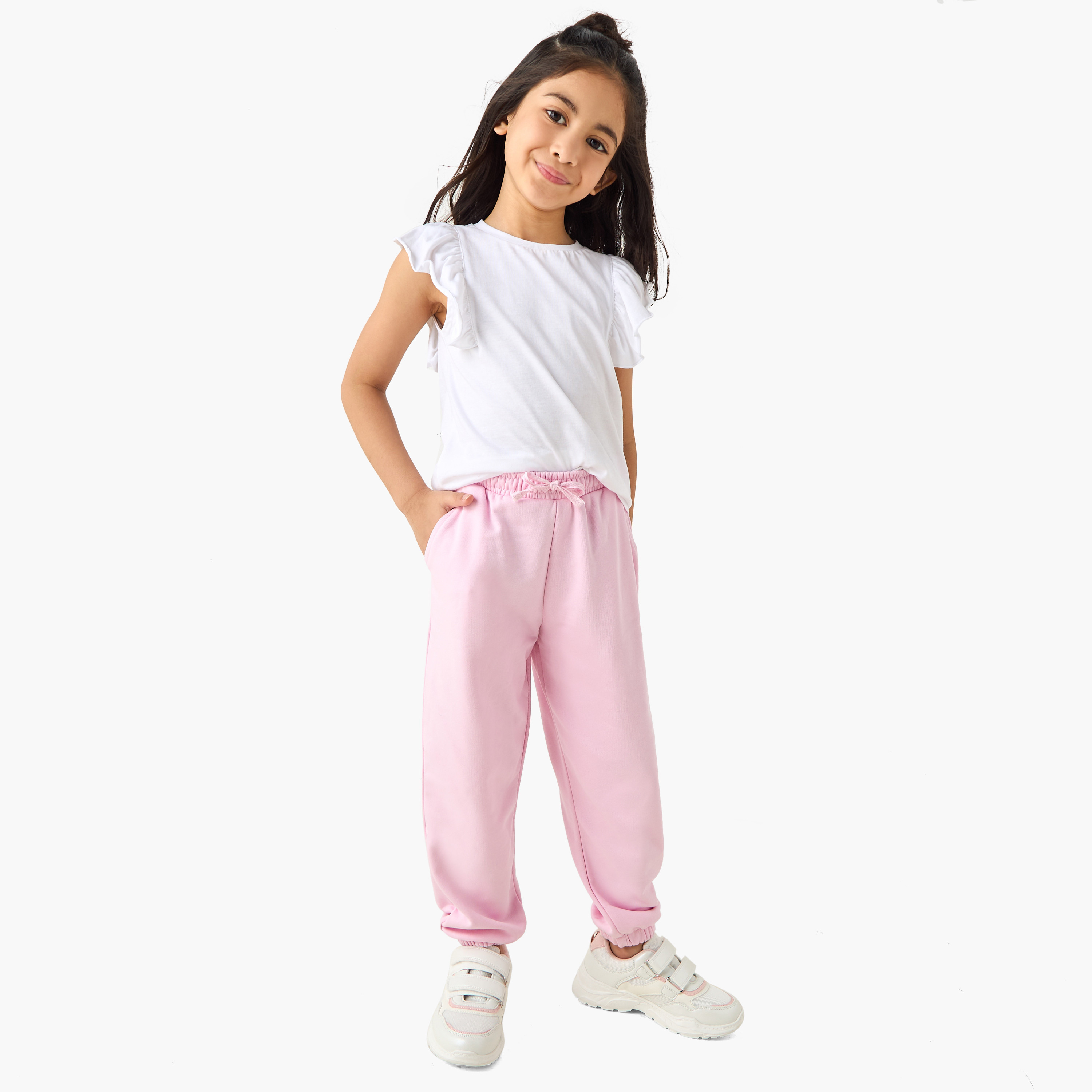 Juniors Girls Joggers with Pockets - Cotton Blend - Drawstring Waist-baby-girls-clothing-bottoms-joggersandtrackpants-image-2