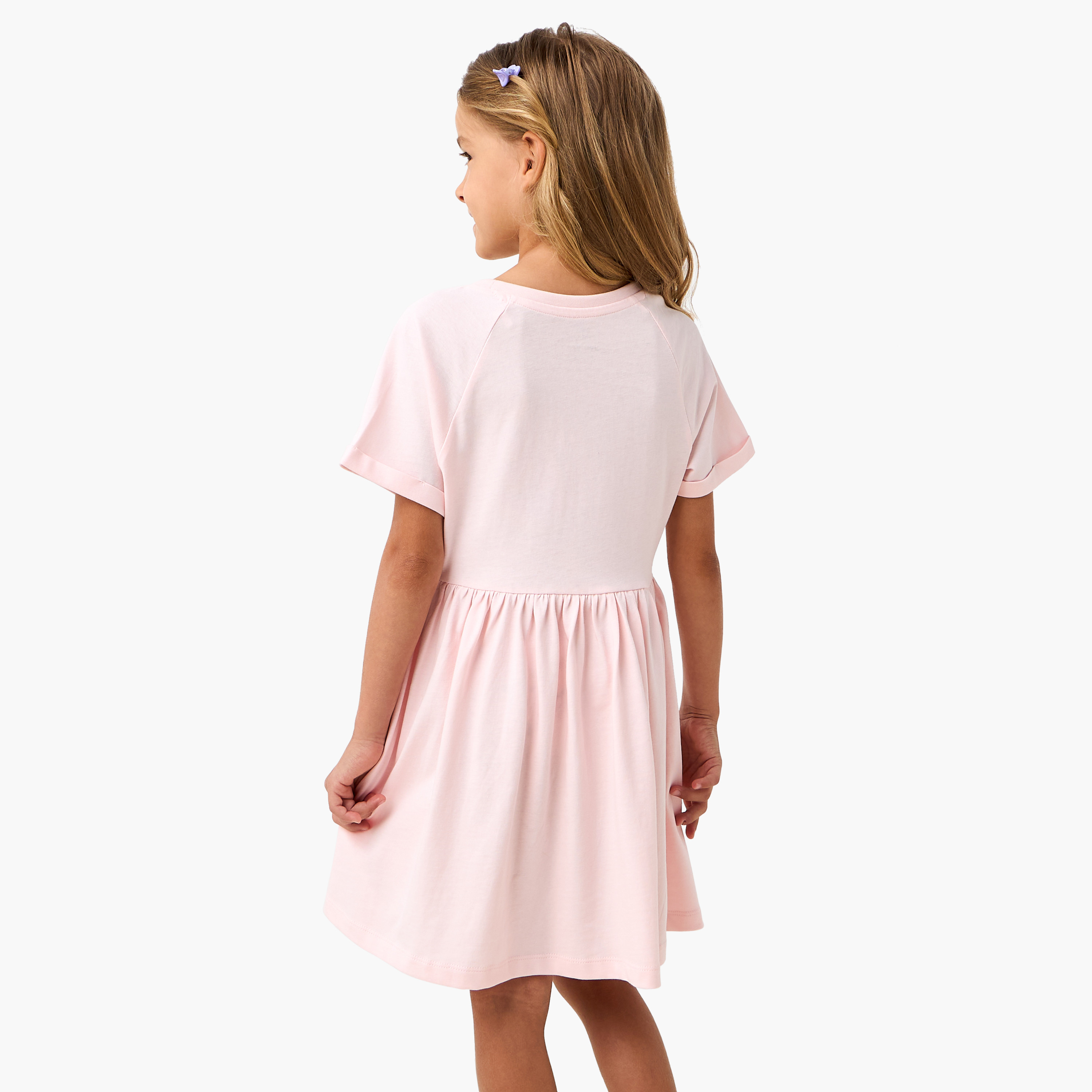 Juniors Unicorn Print A-Line Dress with Short Sleeves-girls-clothing-dressesandjumpsuits-image-3